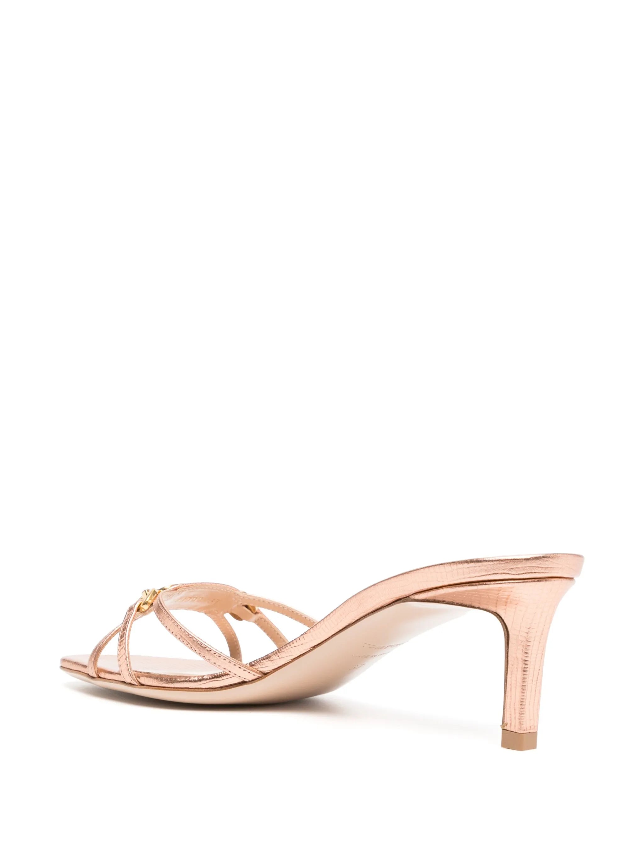 logo-plaque leather heeled sandals