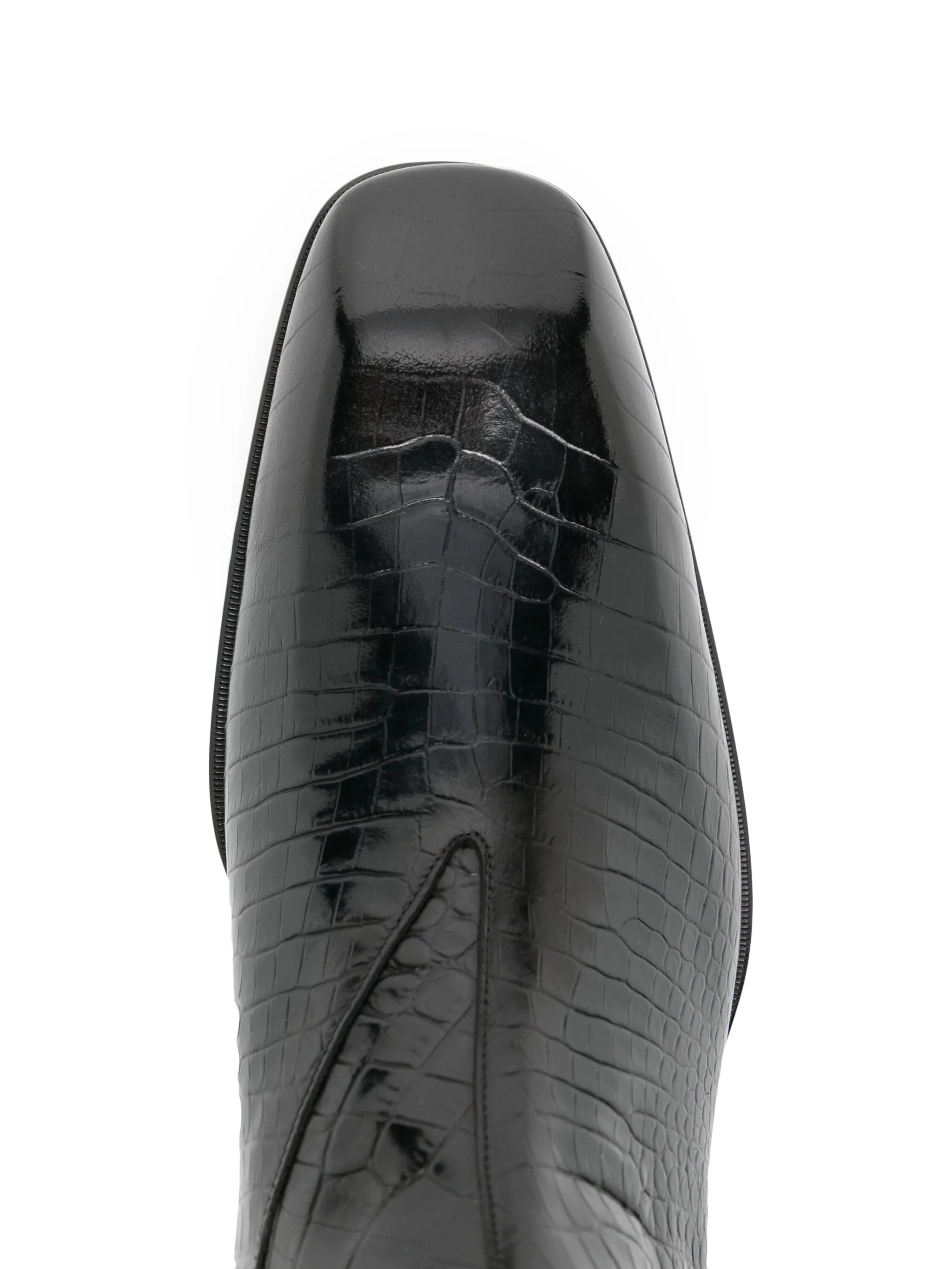crocodile-effect leather boots