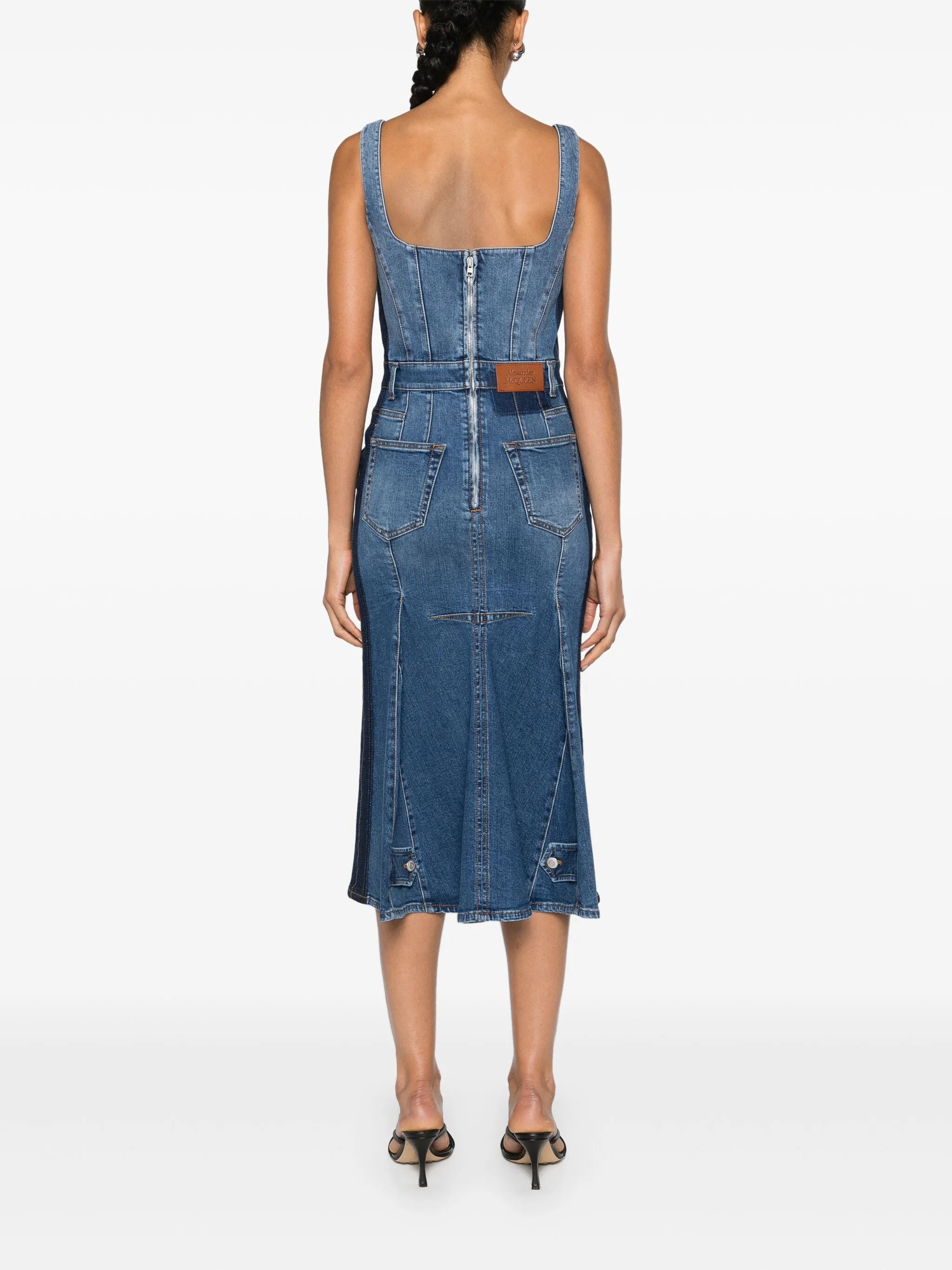 Kickback denim midi dress