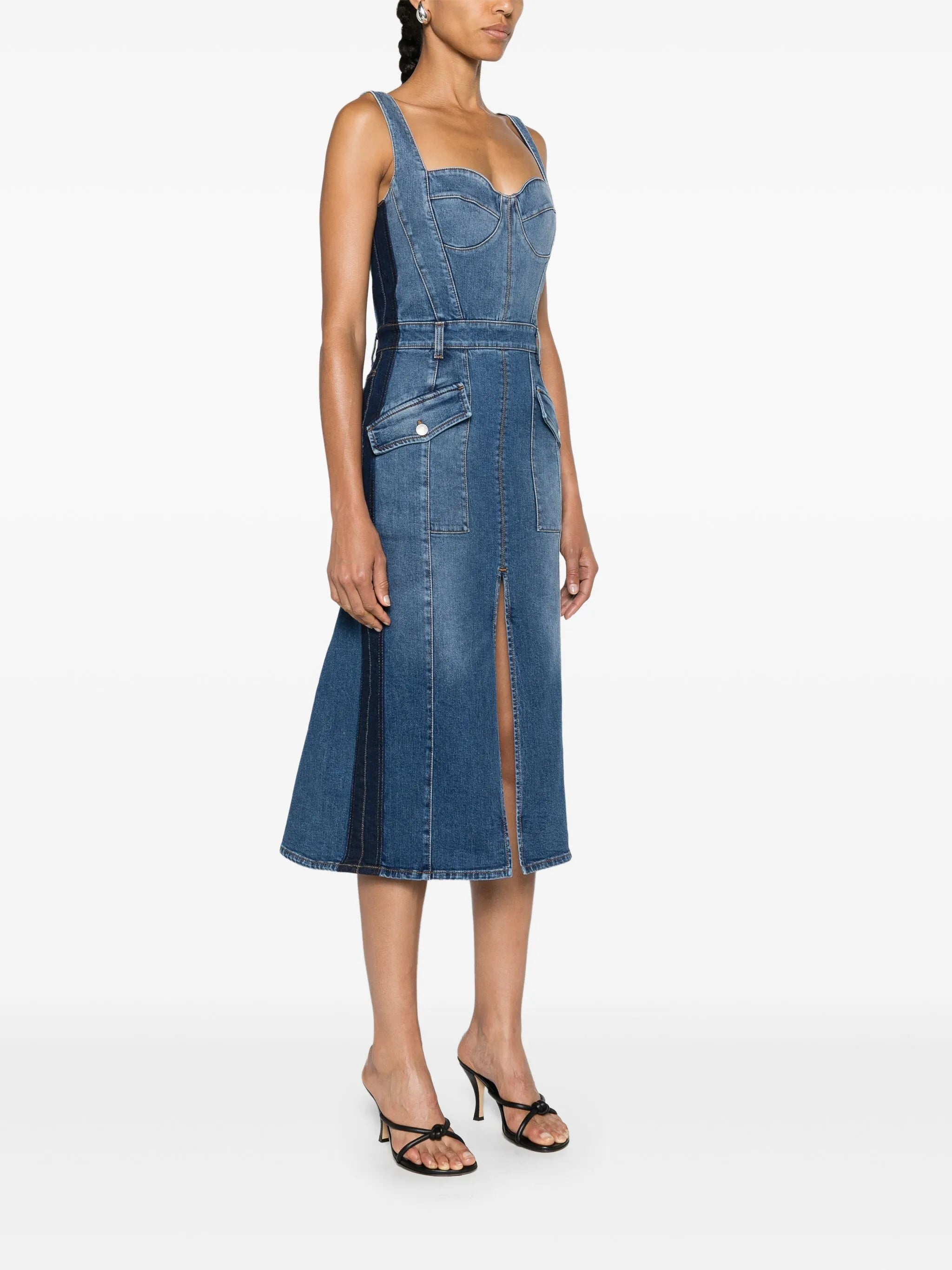 Kickback denim midi dress