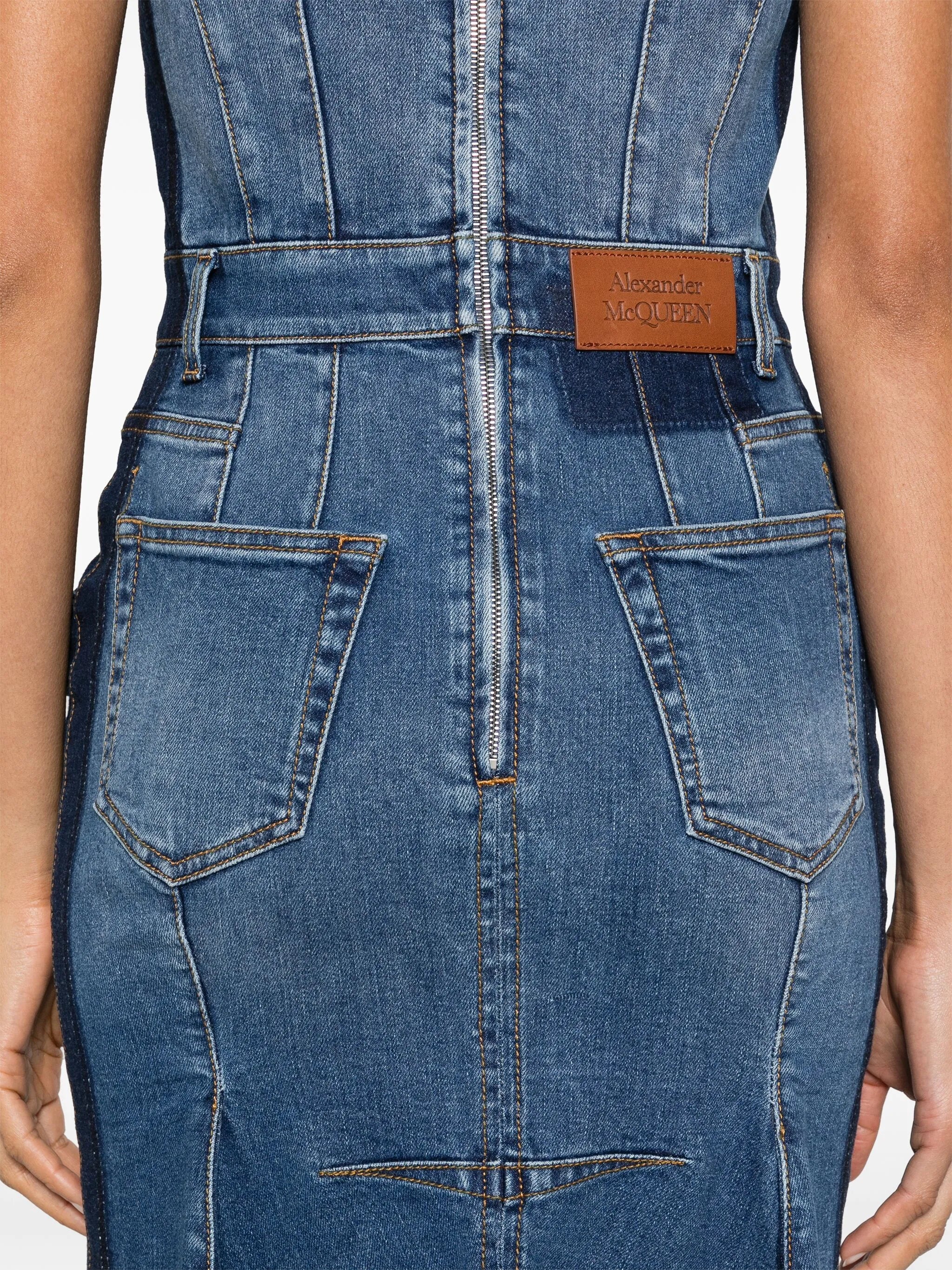 Kickback denim midi dress