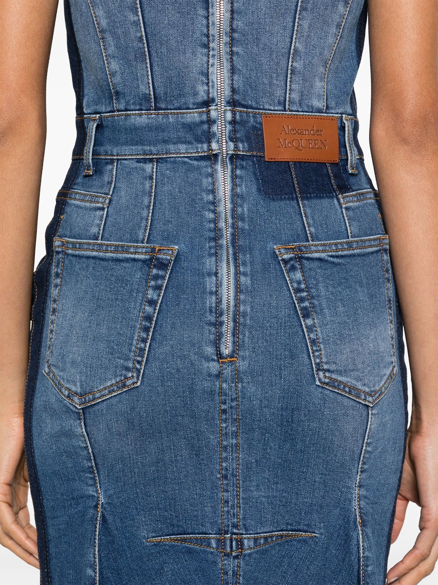 Kickback denim midi dress
