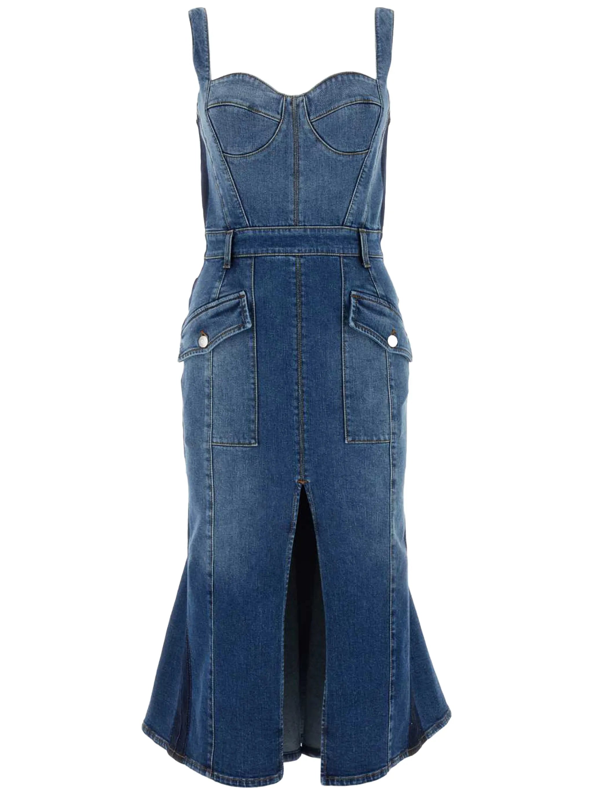 Kickback denim midi dress
