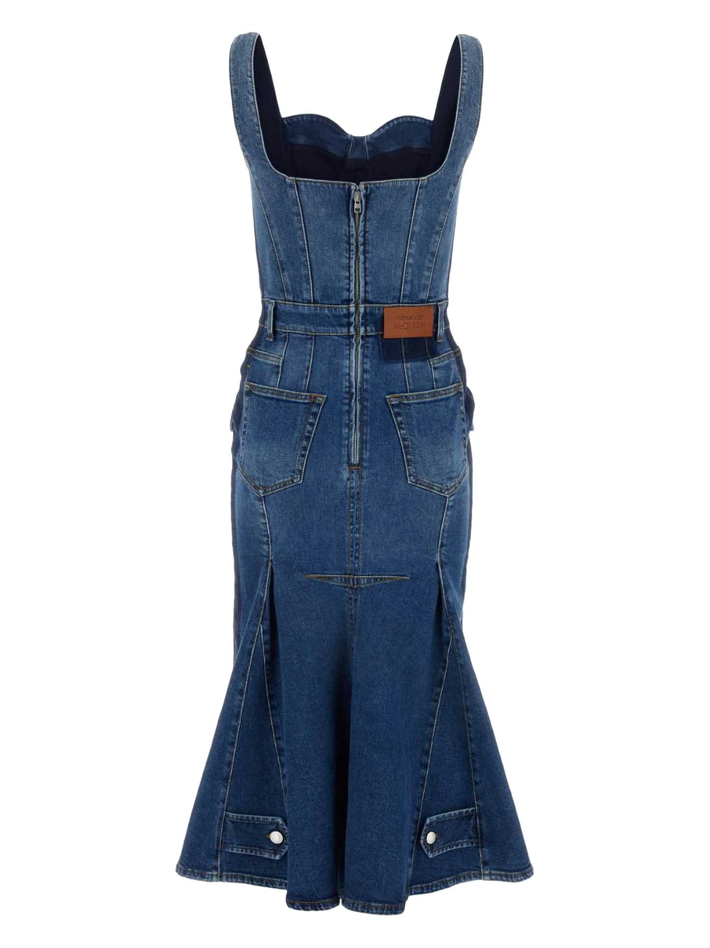 Kickback denim midi dress