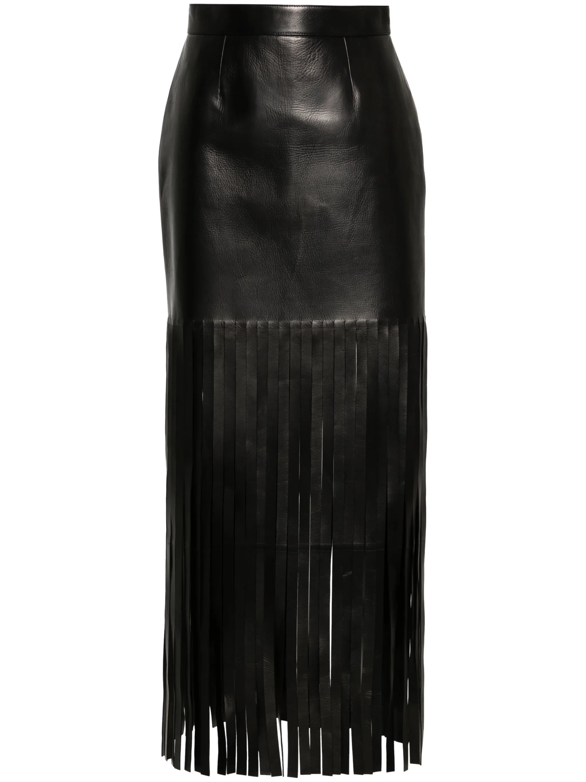 fringed leather maxi skirt