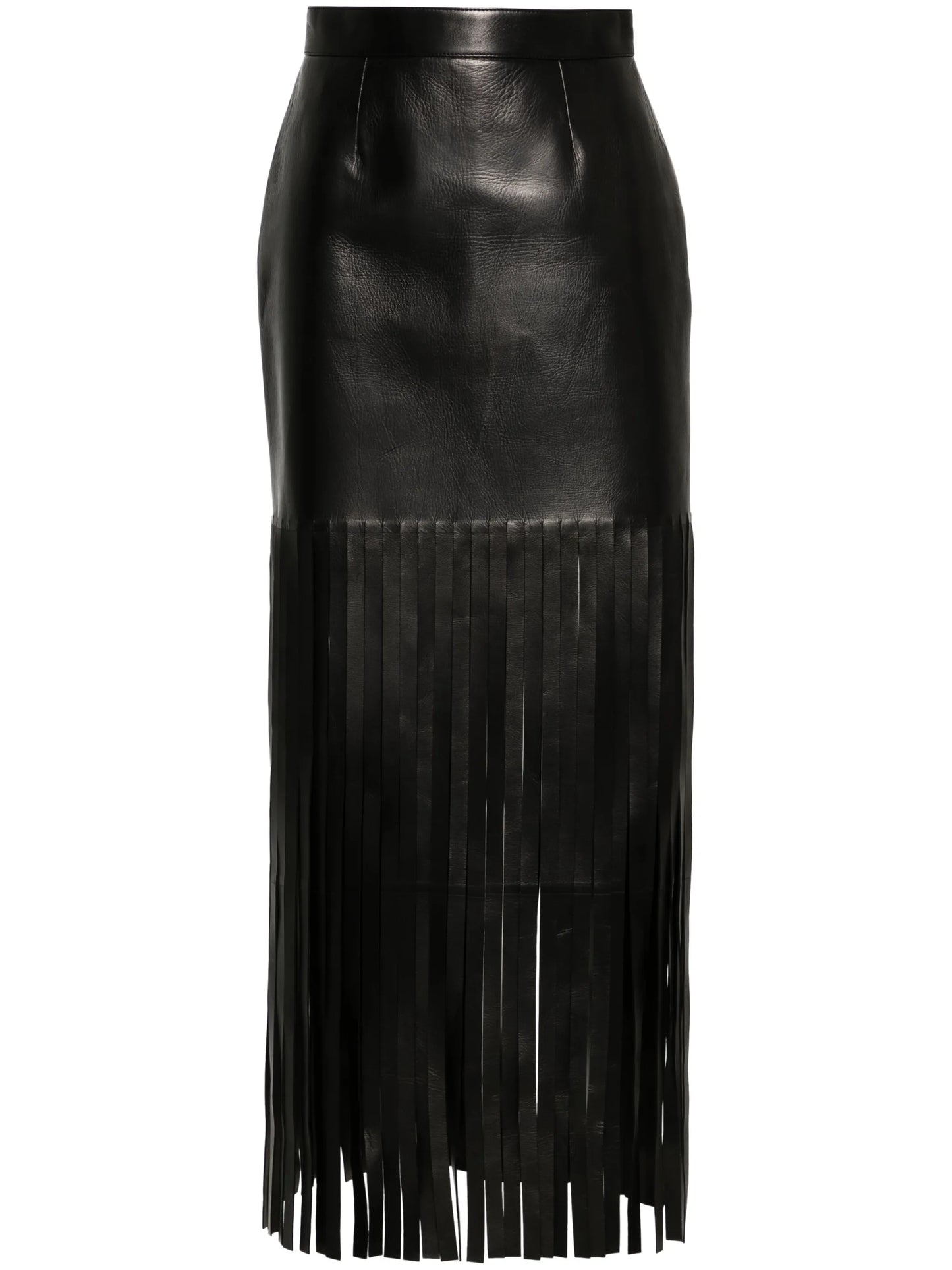 fringed leather maxi skirt