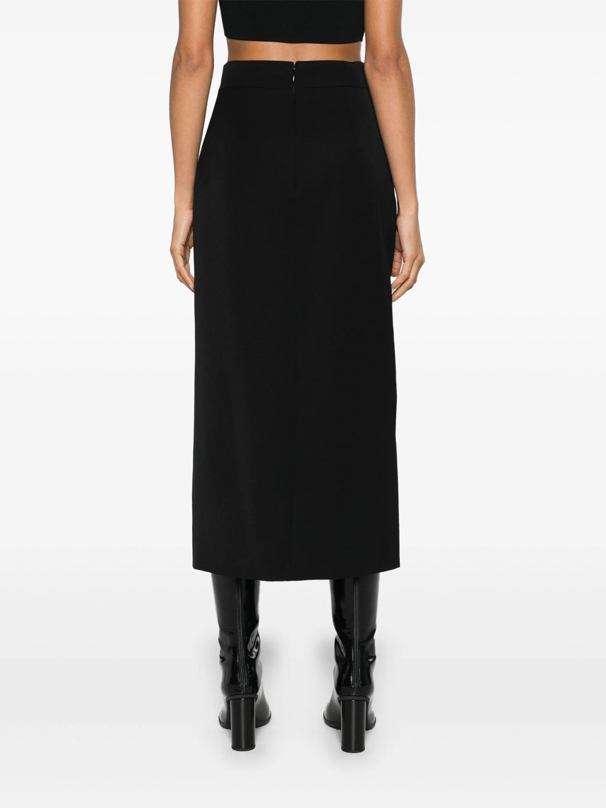 Slashed pencil midi skirt