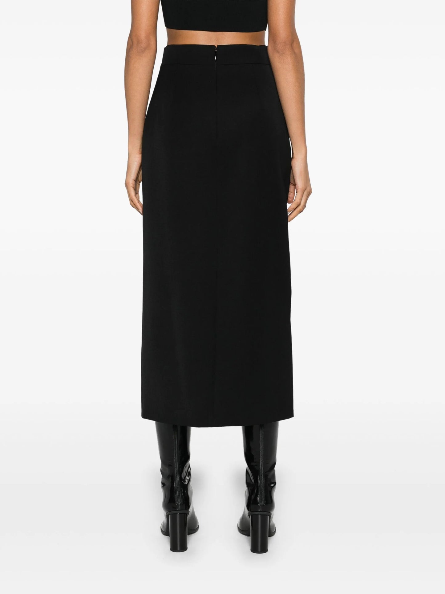 Slashed pencil midi skirt