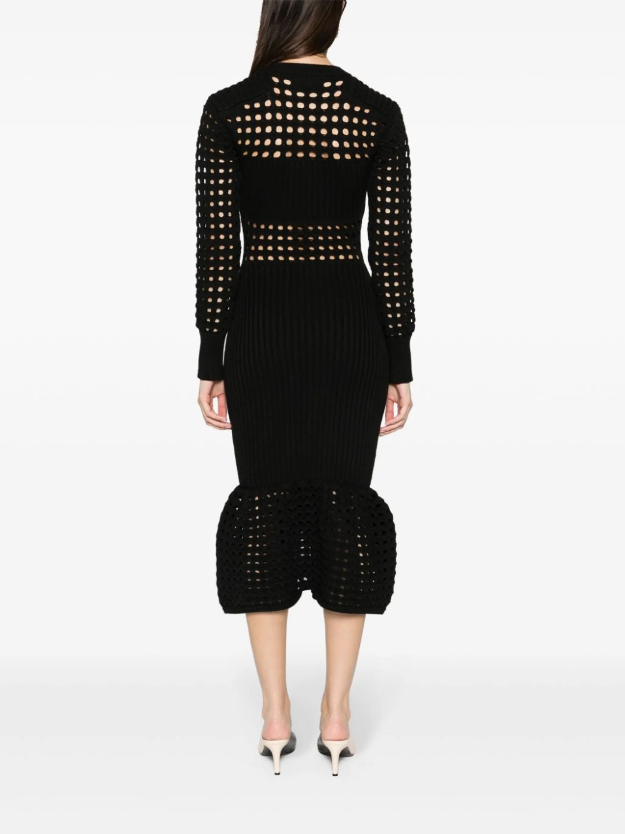 knitted mesh midi dress