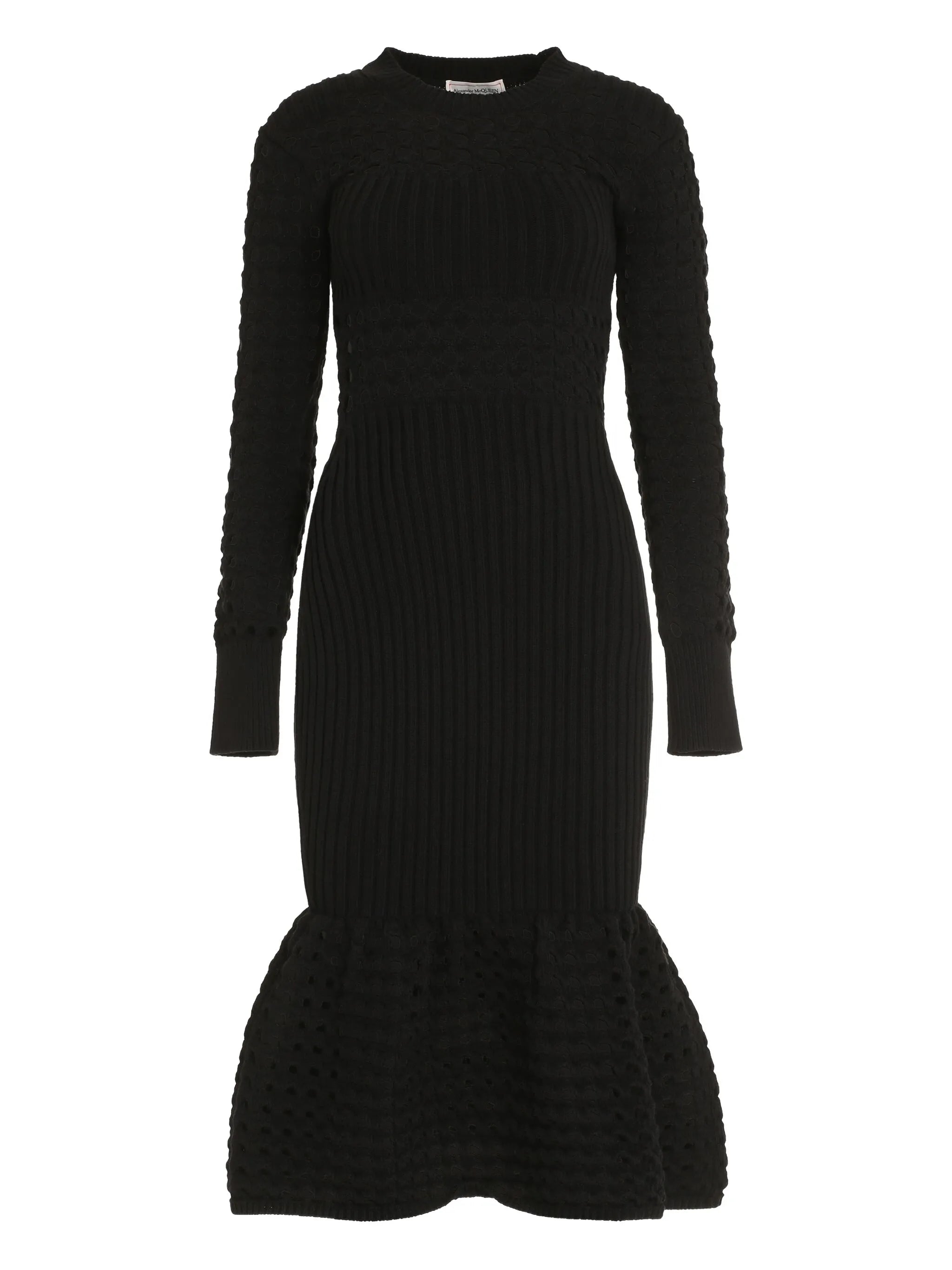knitted mesh midi dress