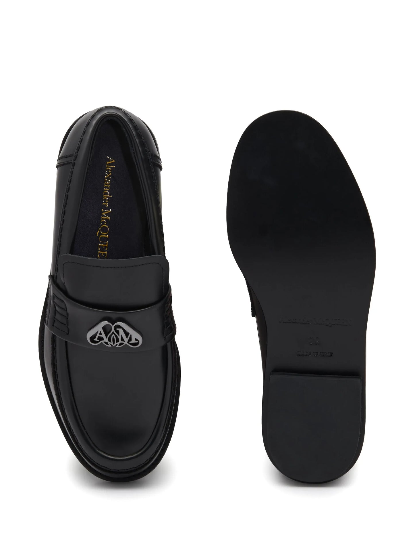 Seal-plaque leather loafers