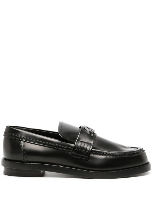 Seal-plaque leather loafers