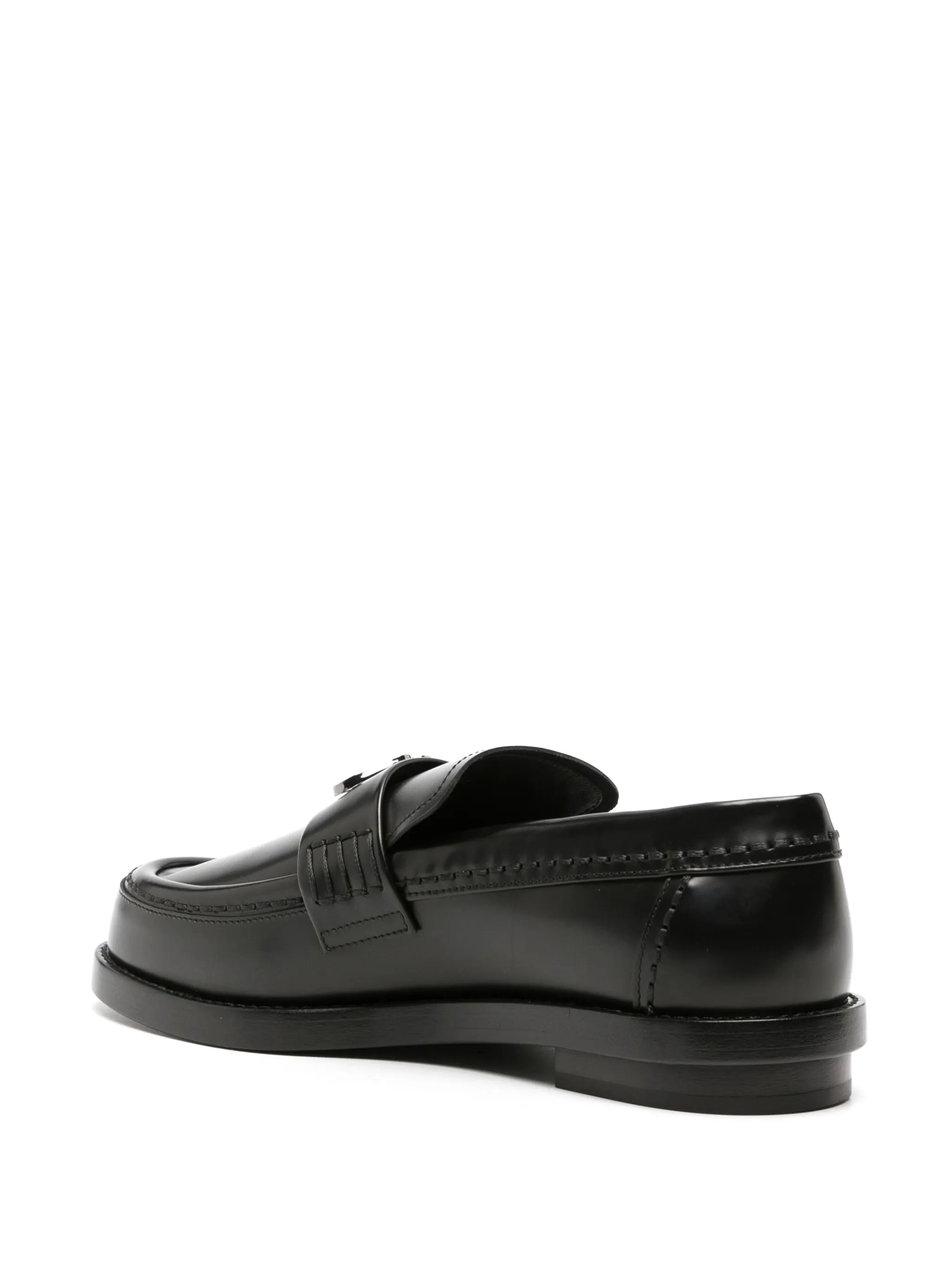 Seal-plaque leather loafers