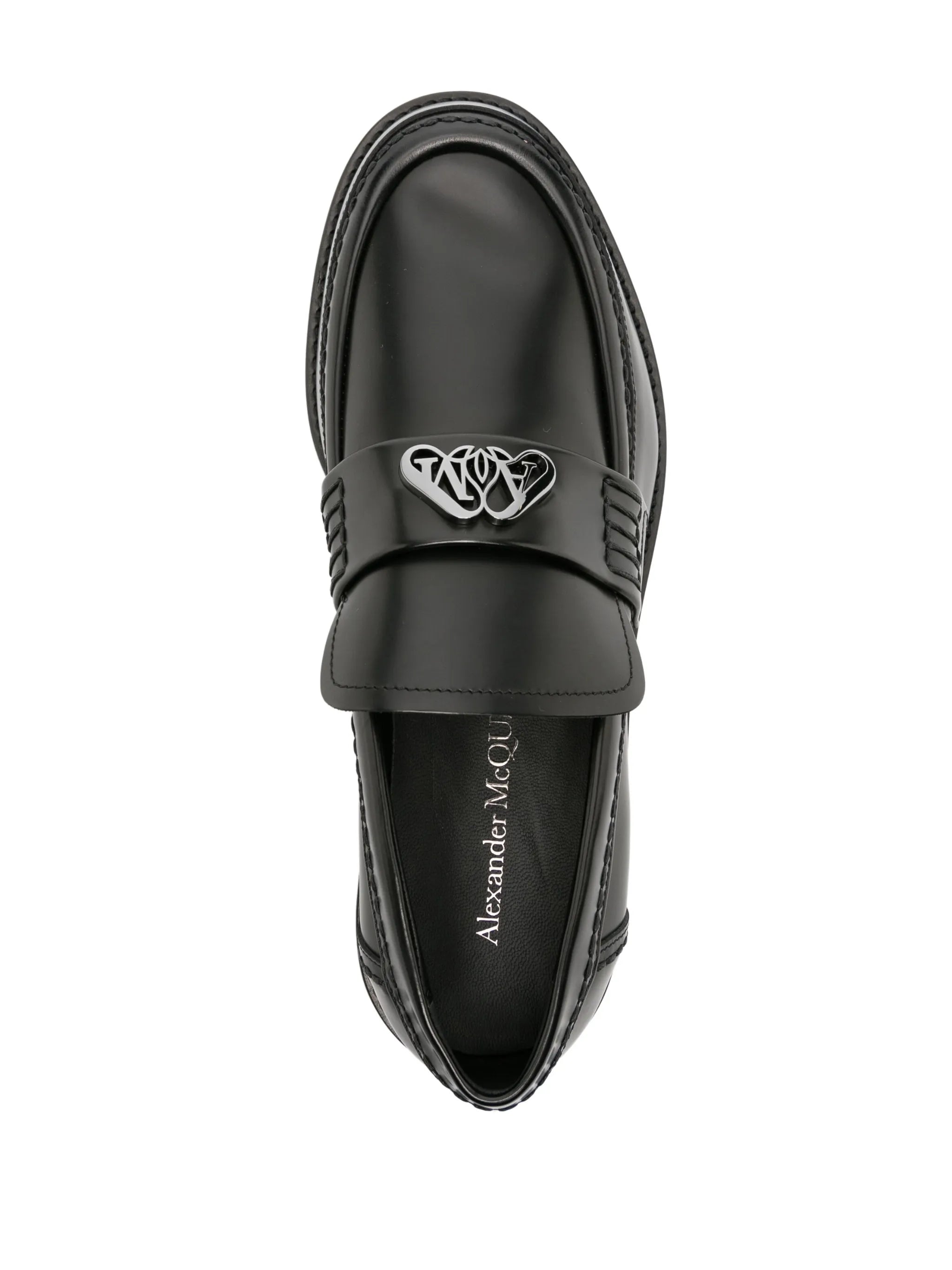 Seal-plaque leather loafers