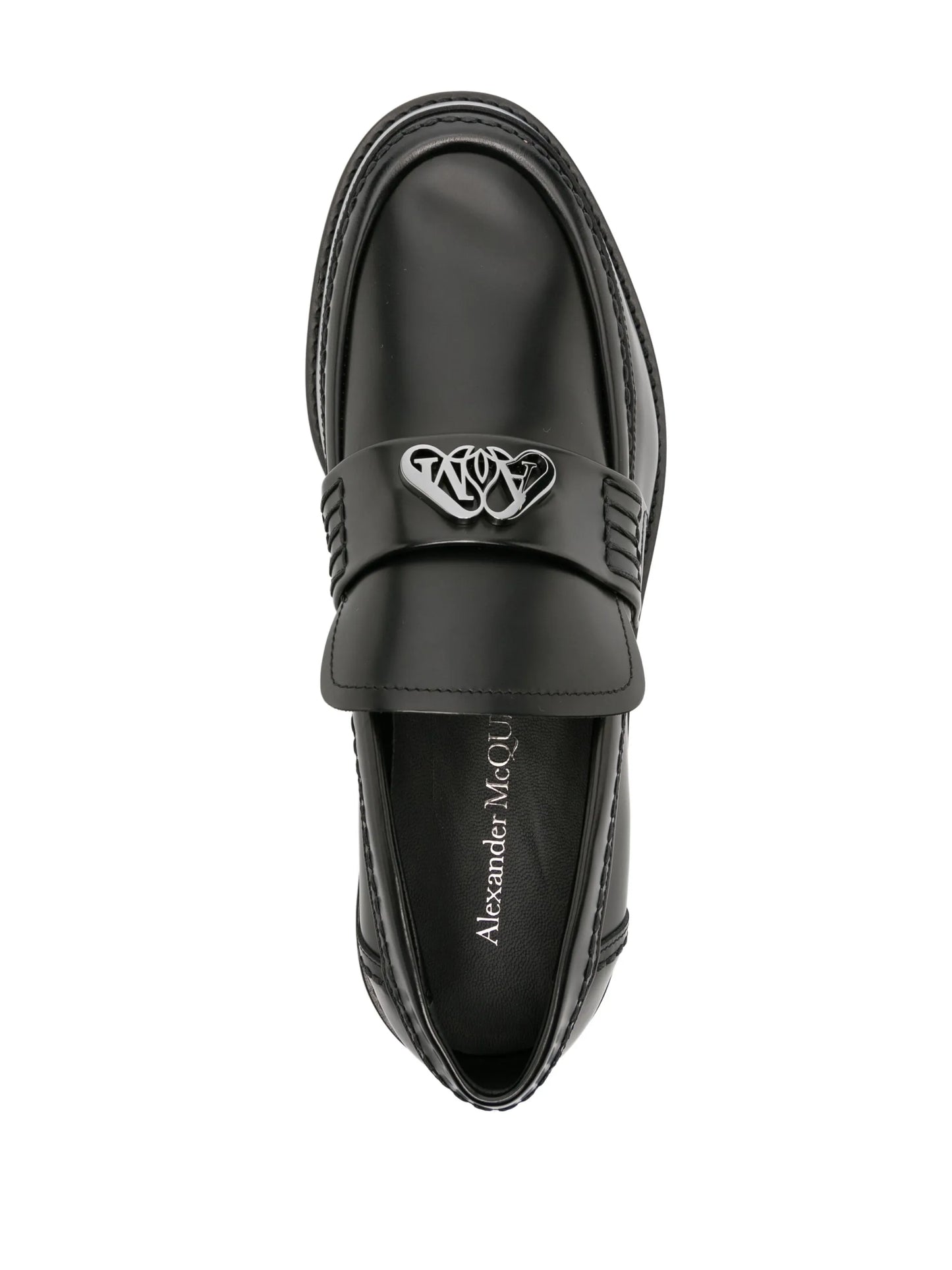 Seal-plaque leather loafers