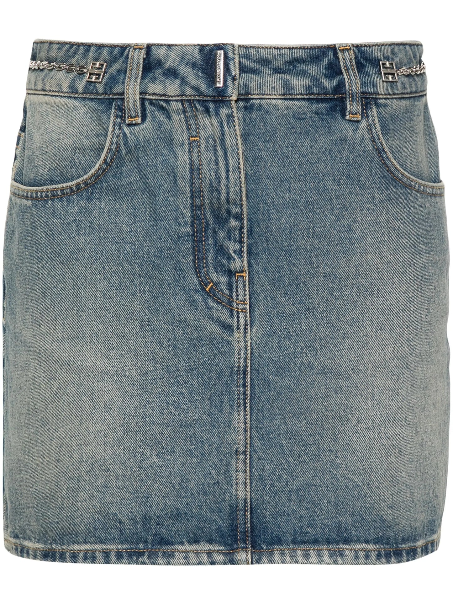 Mini skirt in denim with chain details