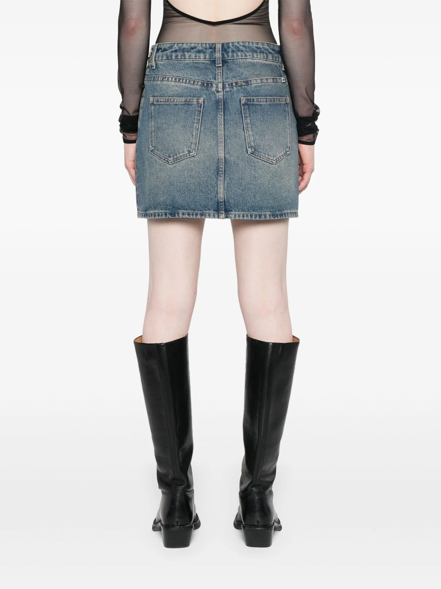 Mini skirt in denim with chain details