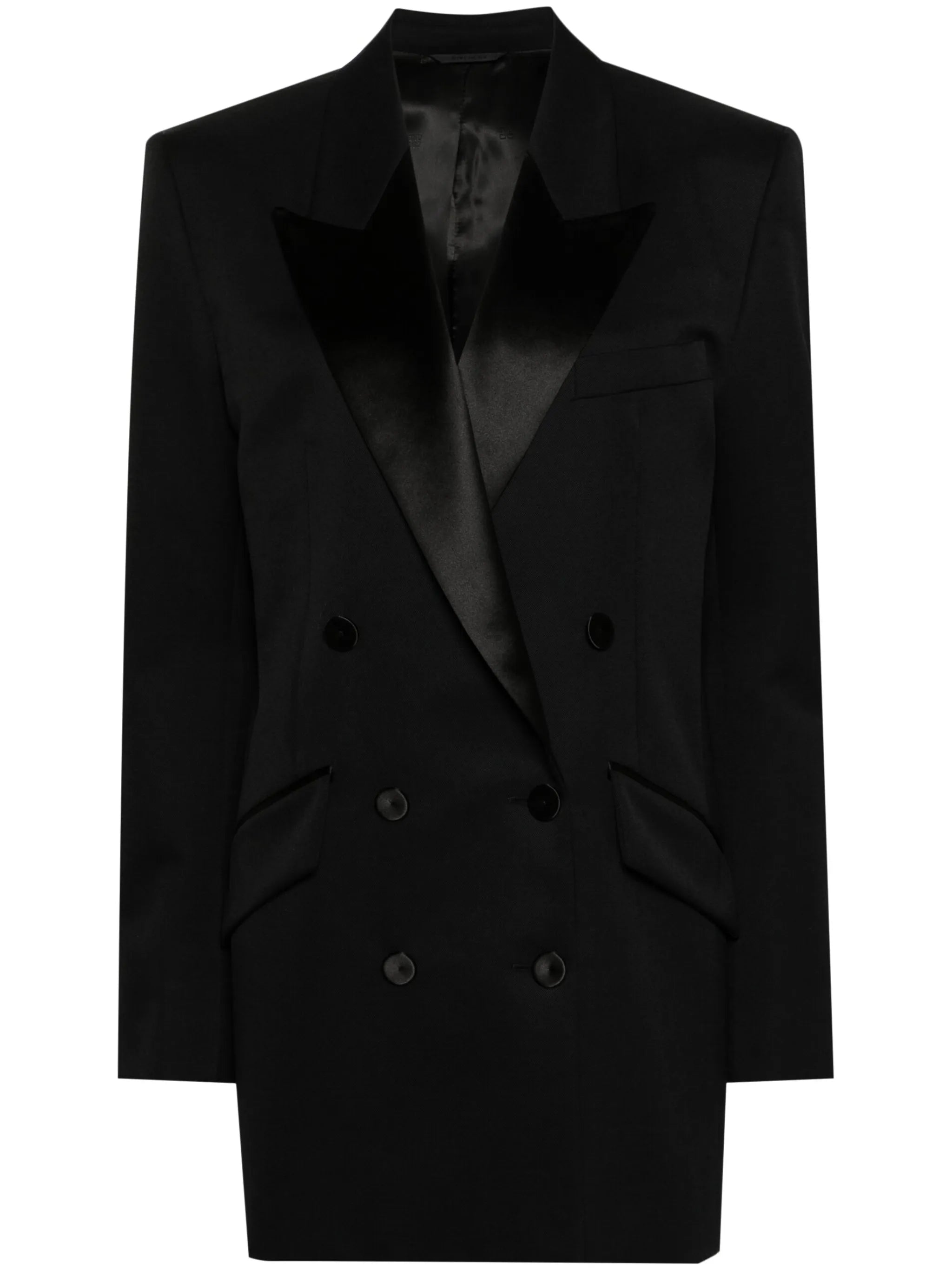 satin-lapels double-breasted blazer