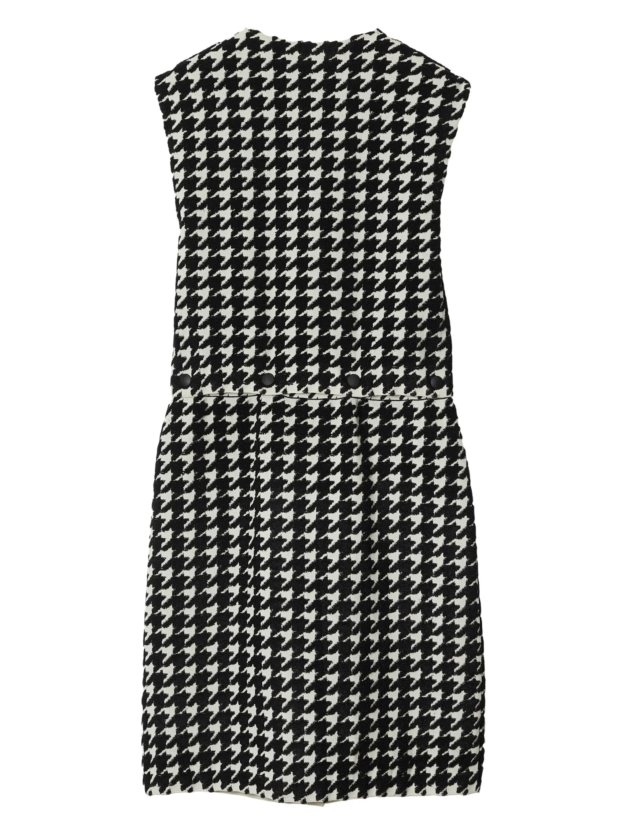houndstooth-pattern sleeveless minidress