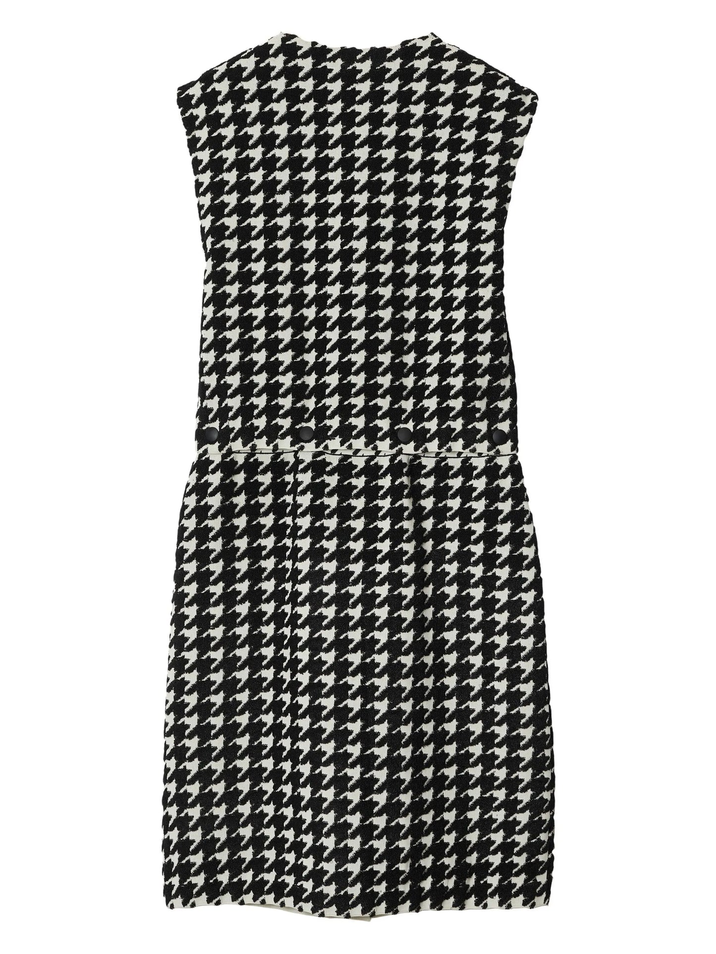 houndstooth-pattern sleeveless minidress
