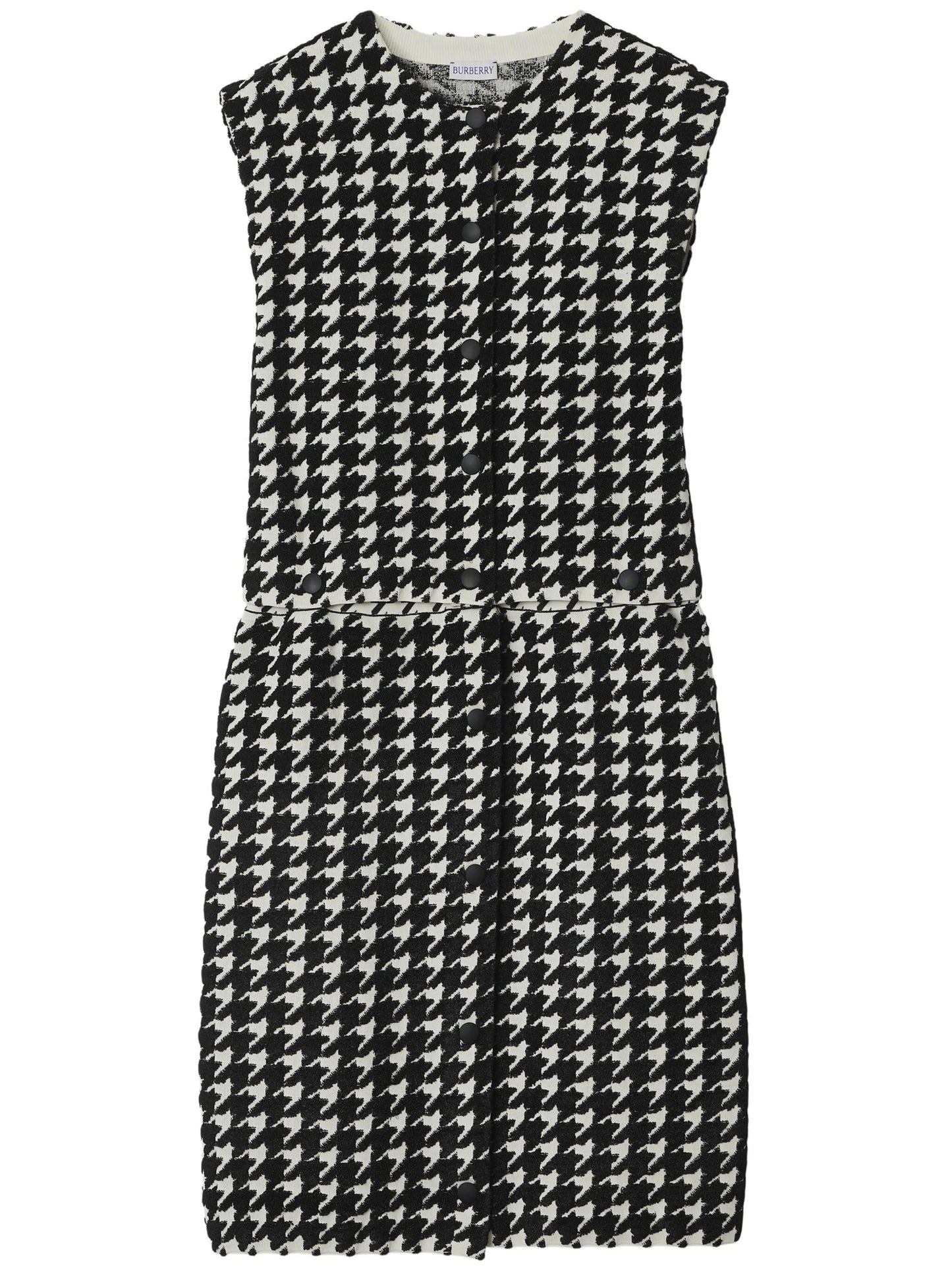 houndstooth-pattern sleeveless minidress
