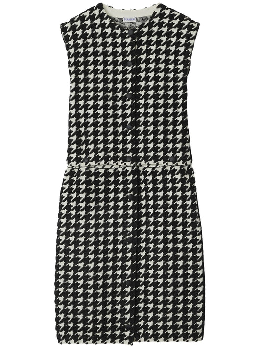 houndstooth-pattern sleeveless minidress