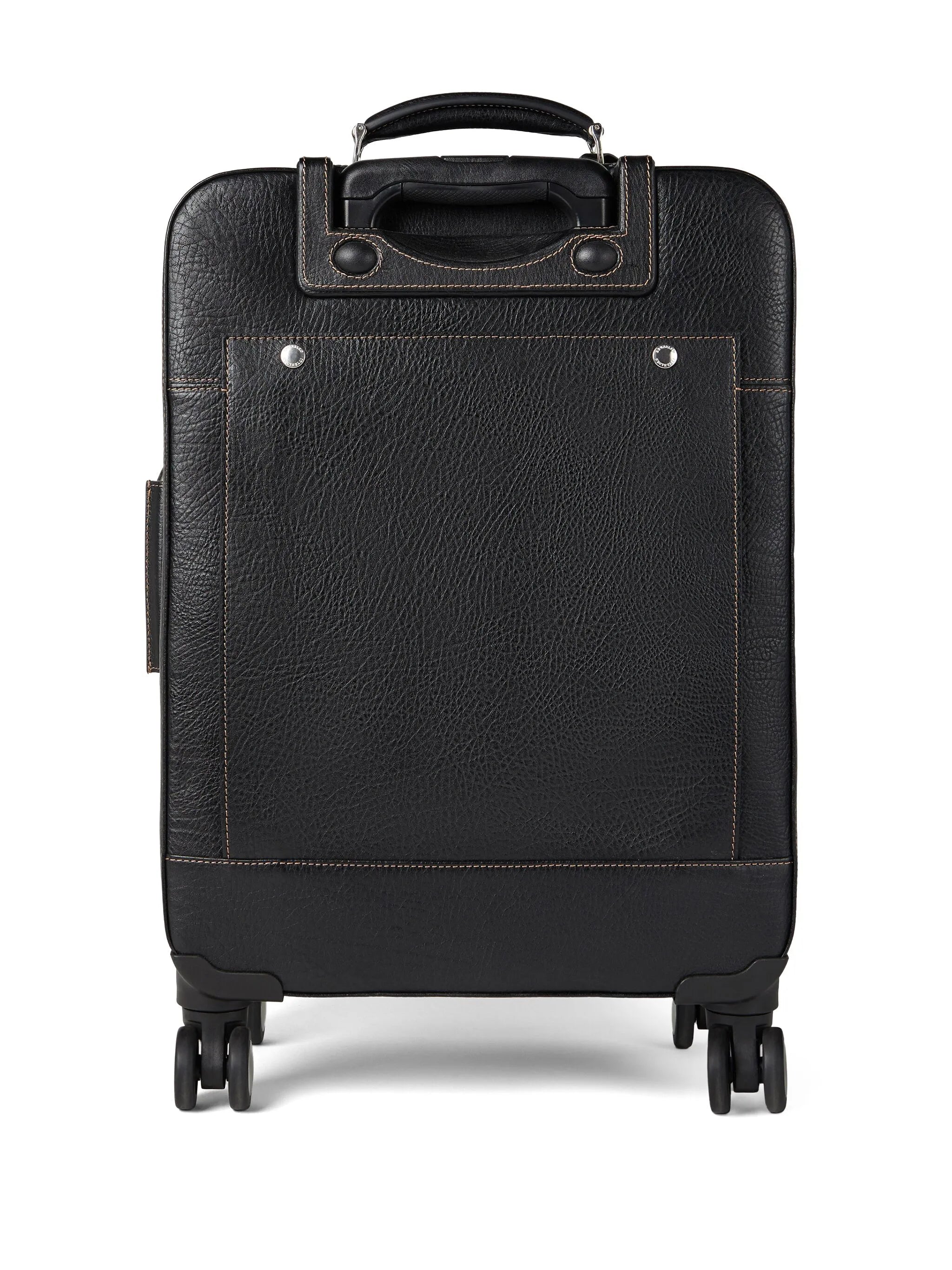 logo-embossed leather suitcase