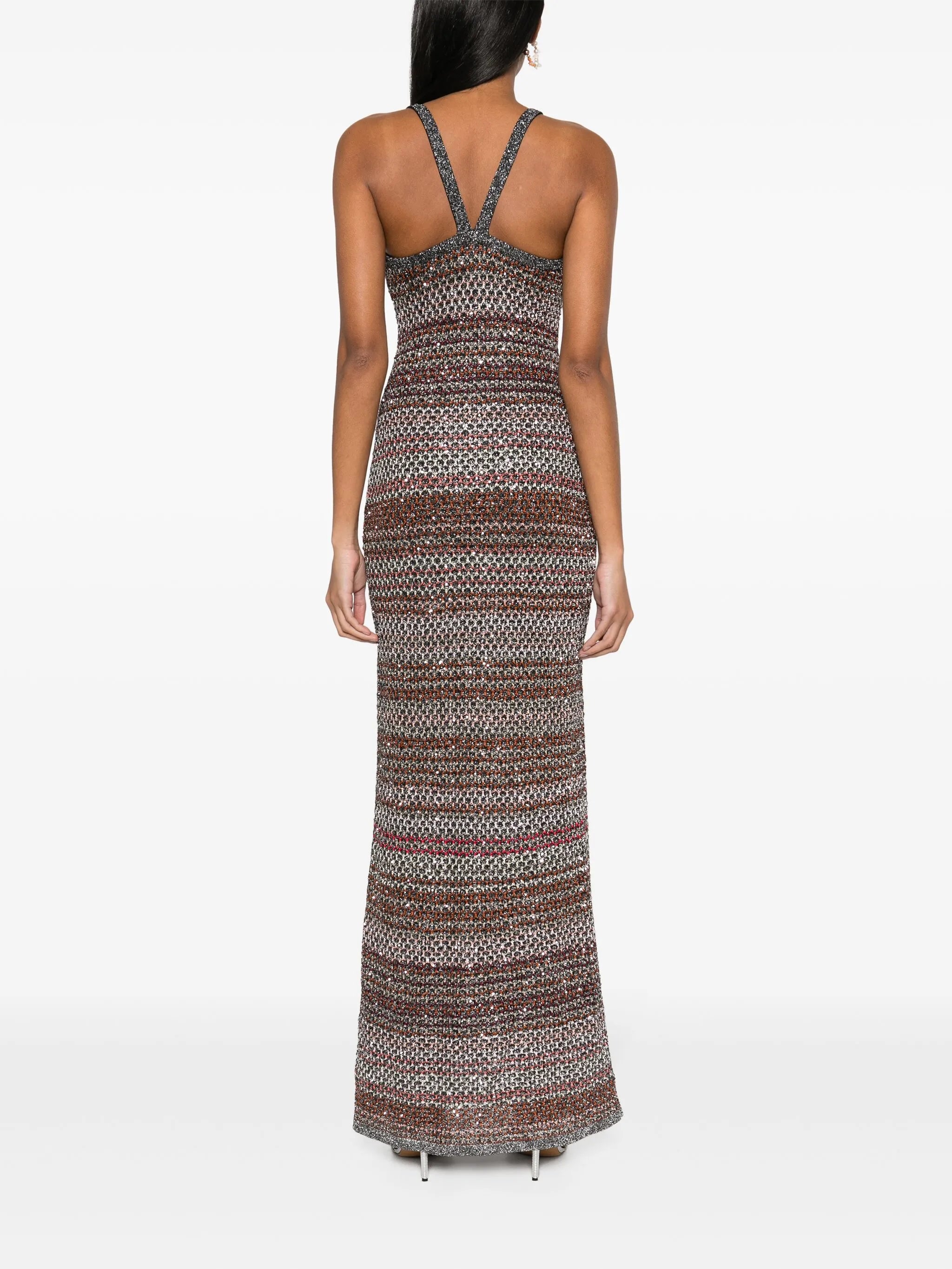 zigzag knit long dress