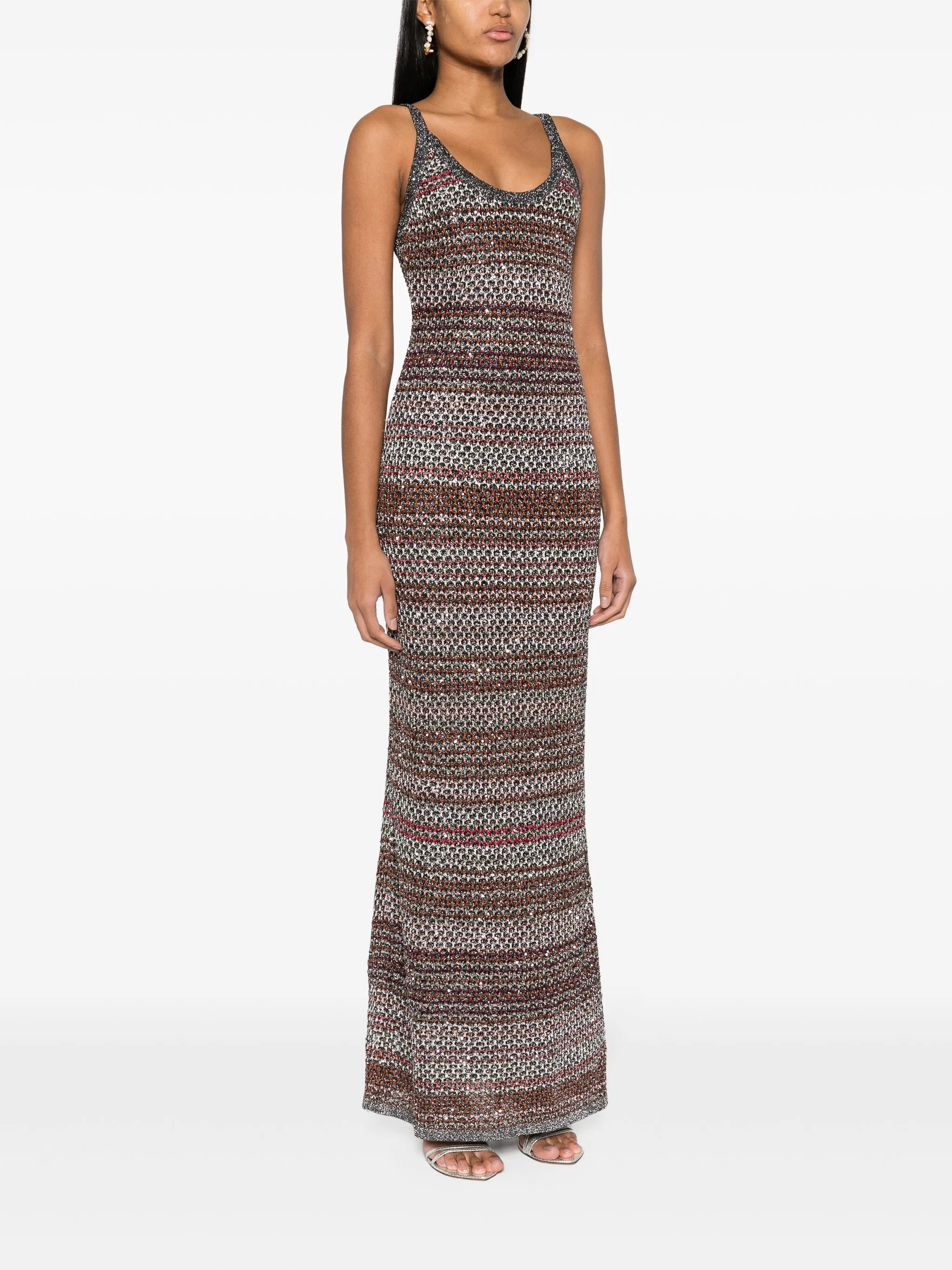zigzag knit long dress