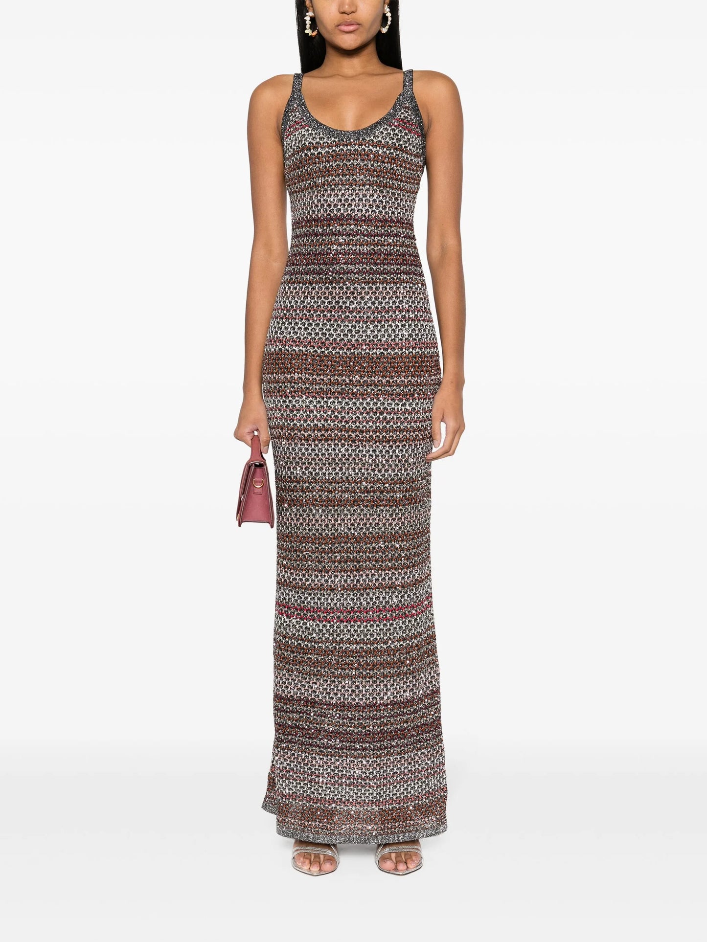 zigzag knit long dress