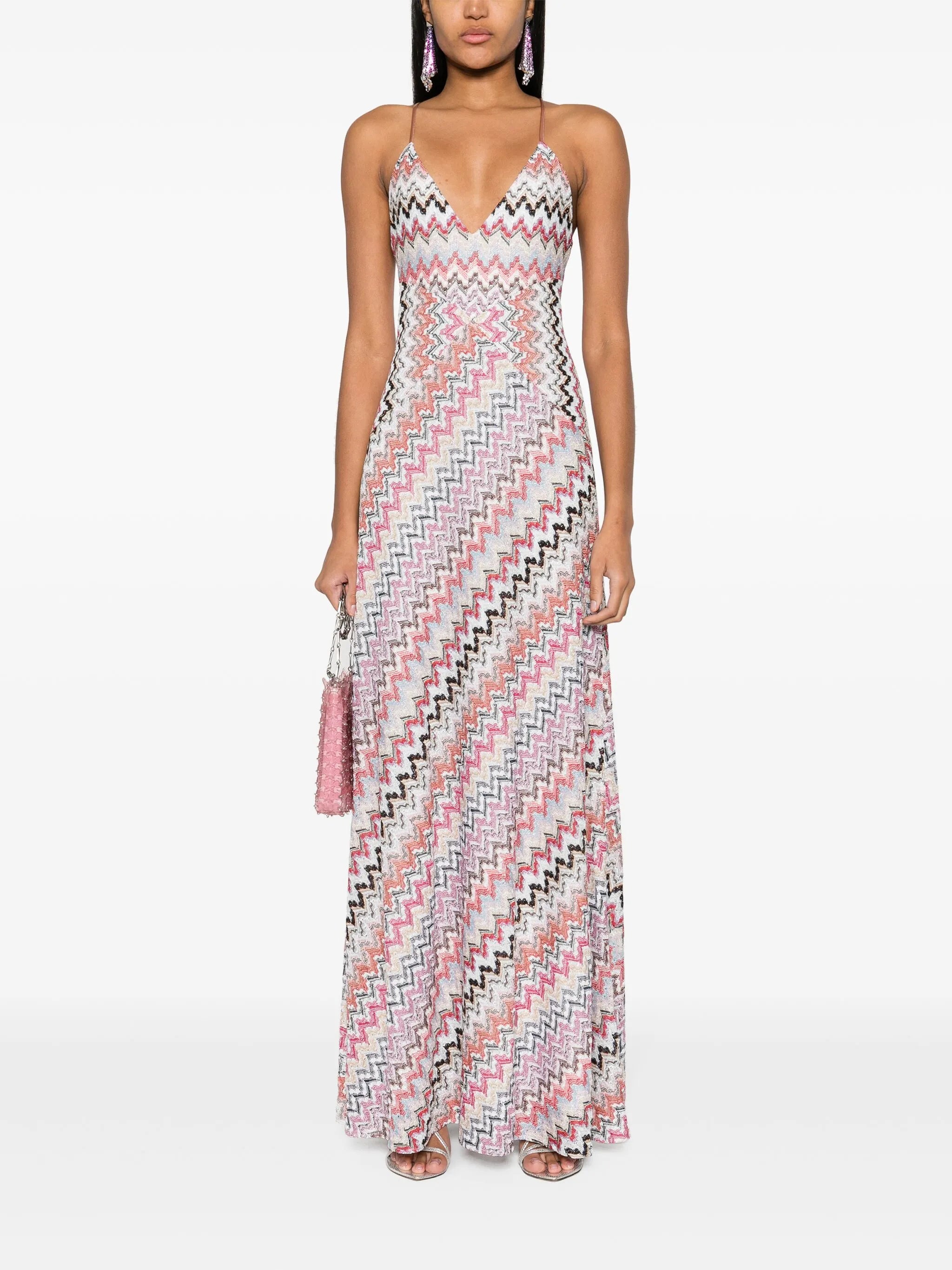 zigzag lurex maxi dress