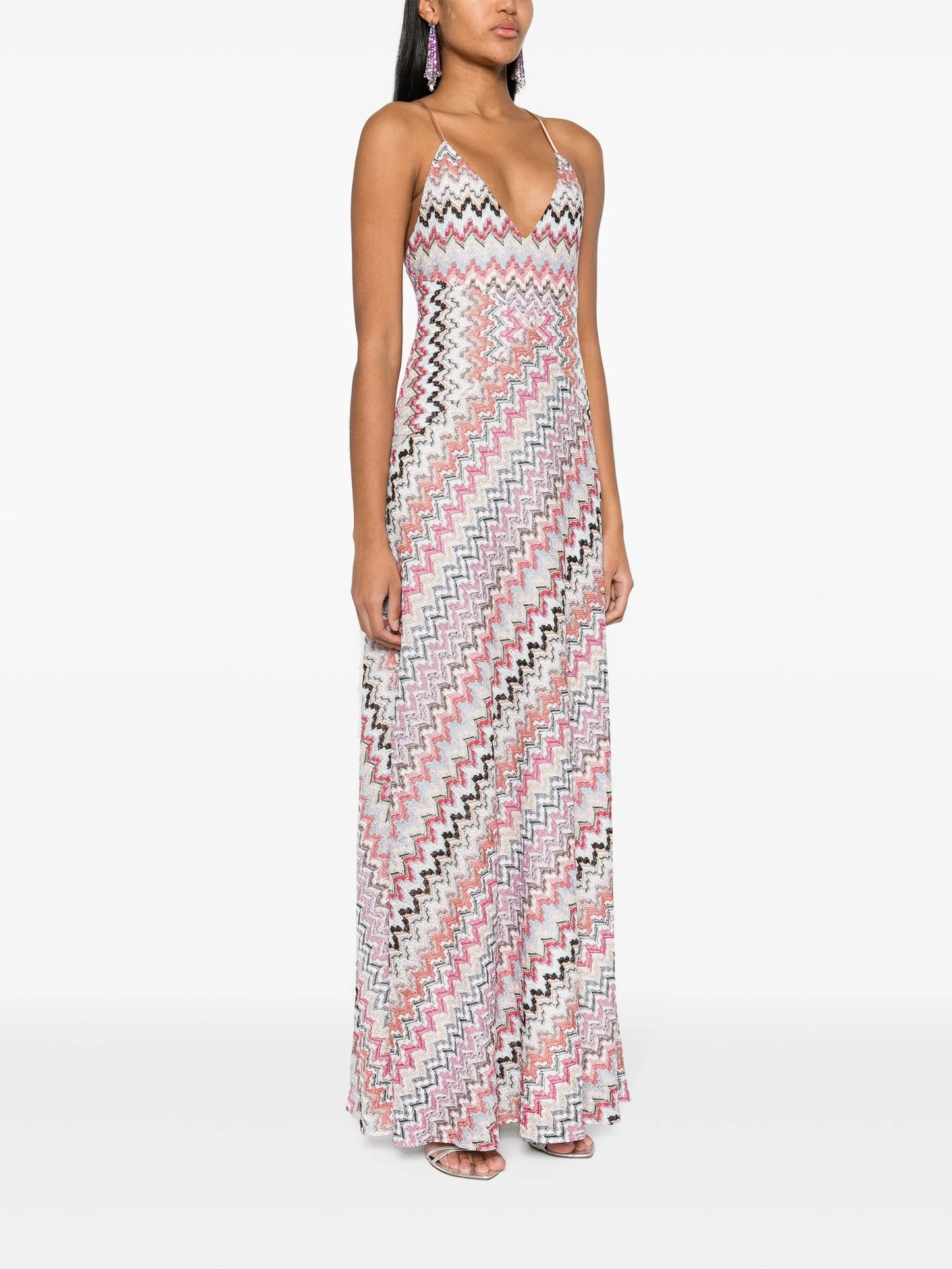 zigzag lurex maxi dress