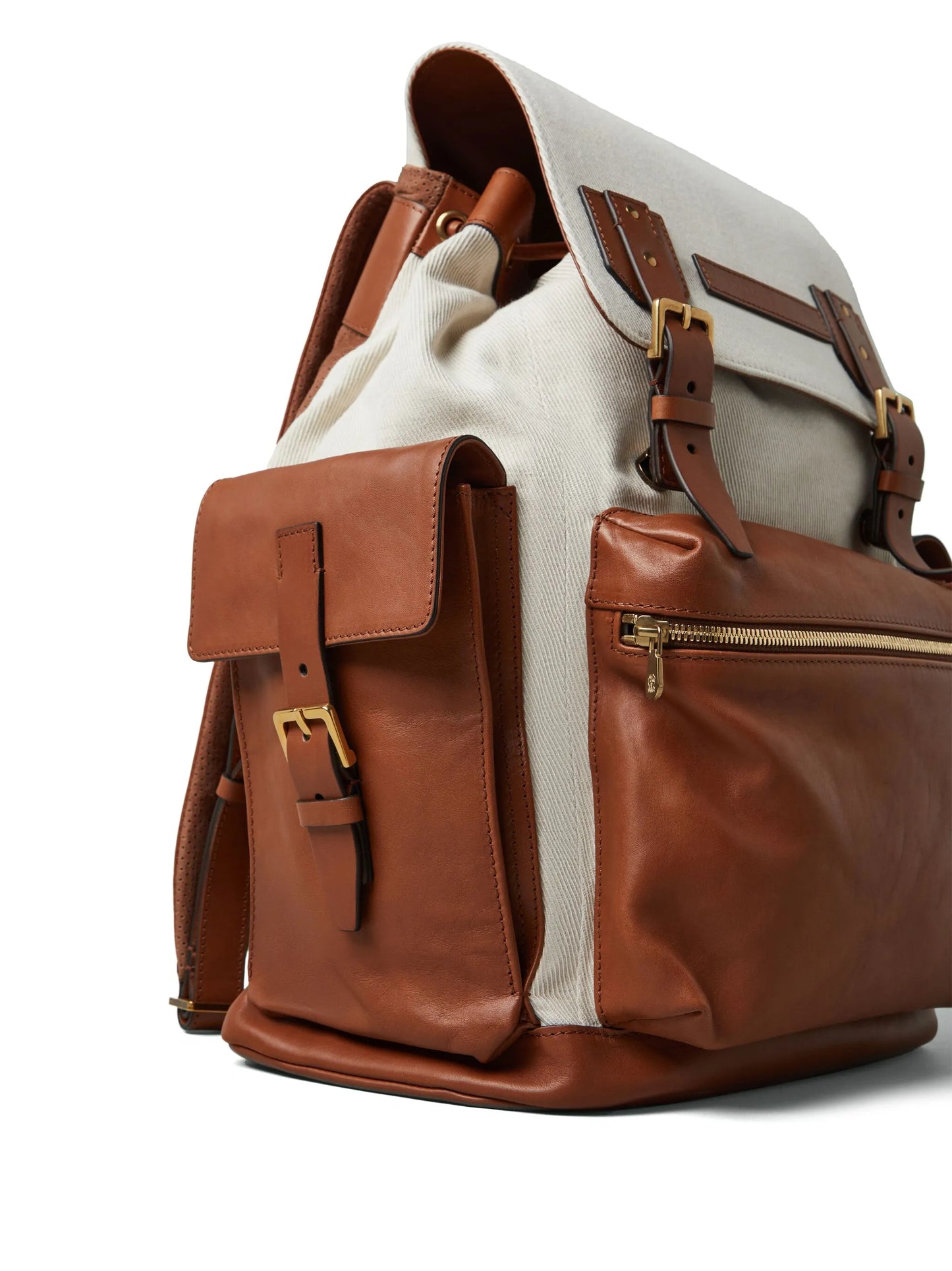 logo-patch leather backpack
