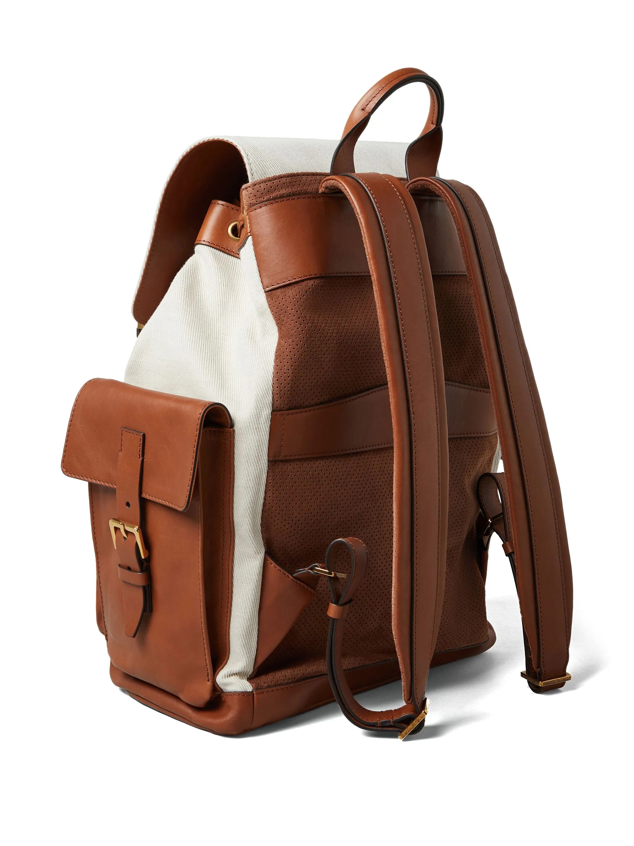logo-patch leather backpack