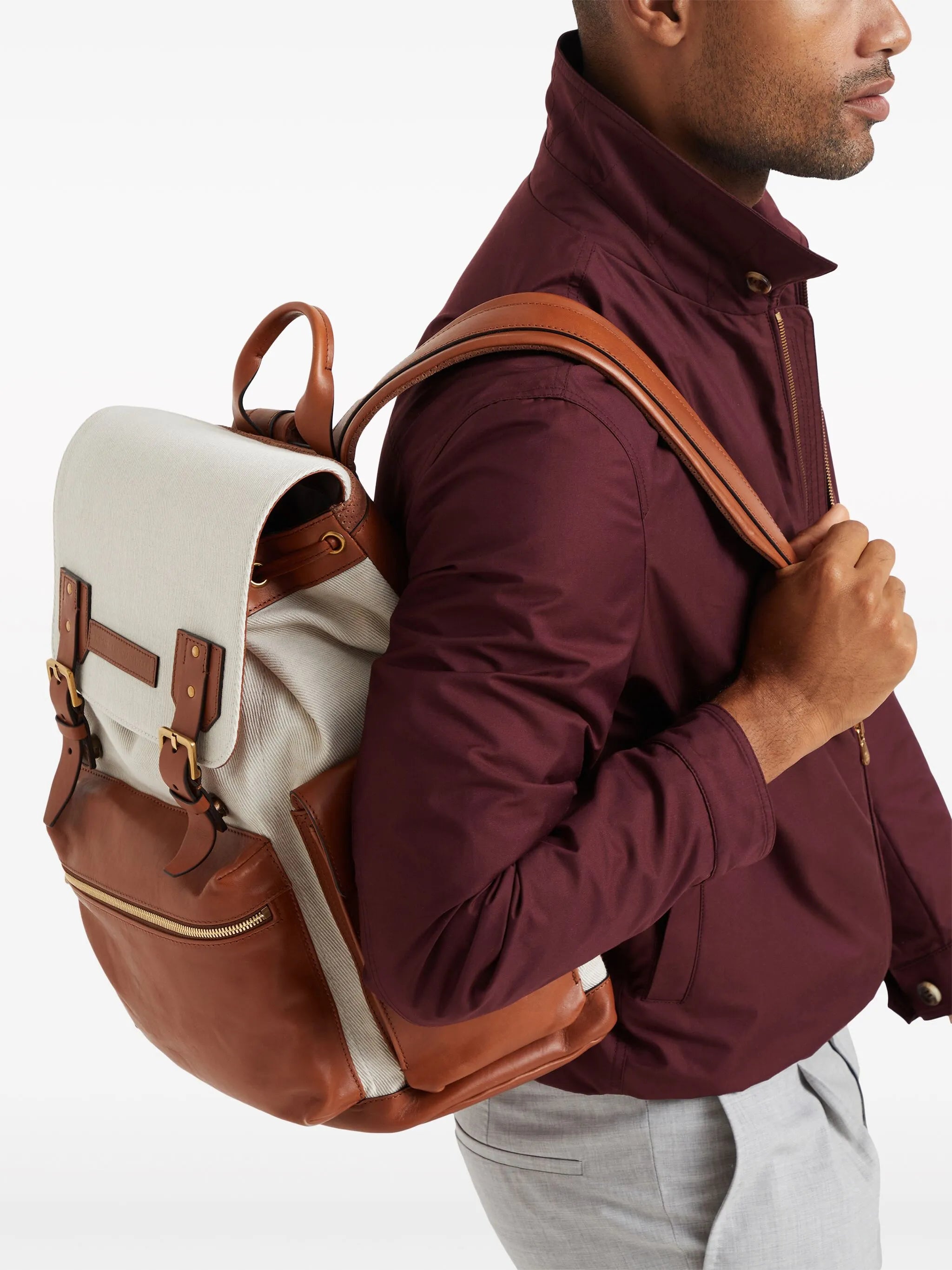 logo-patch leather backpack