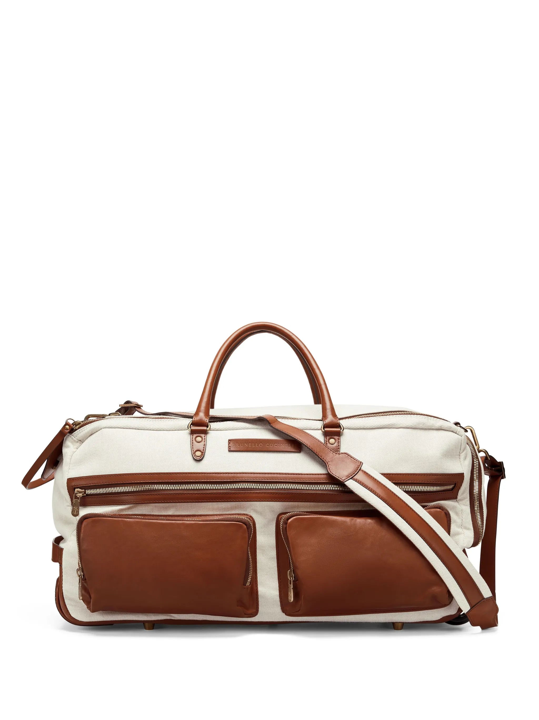 leather-trim luggage bag