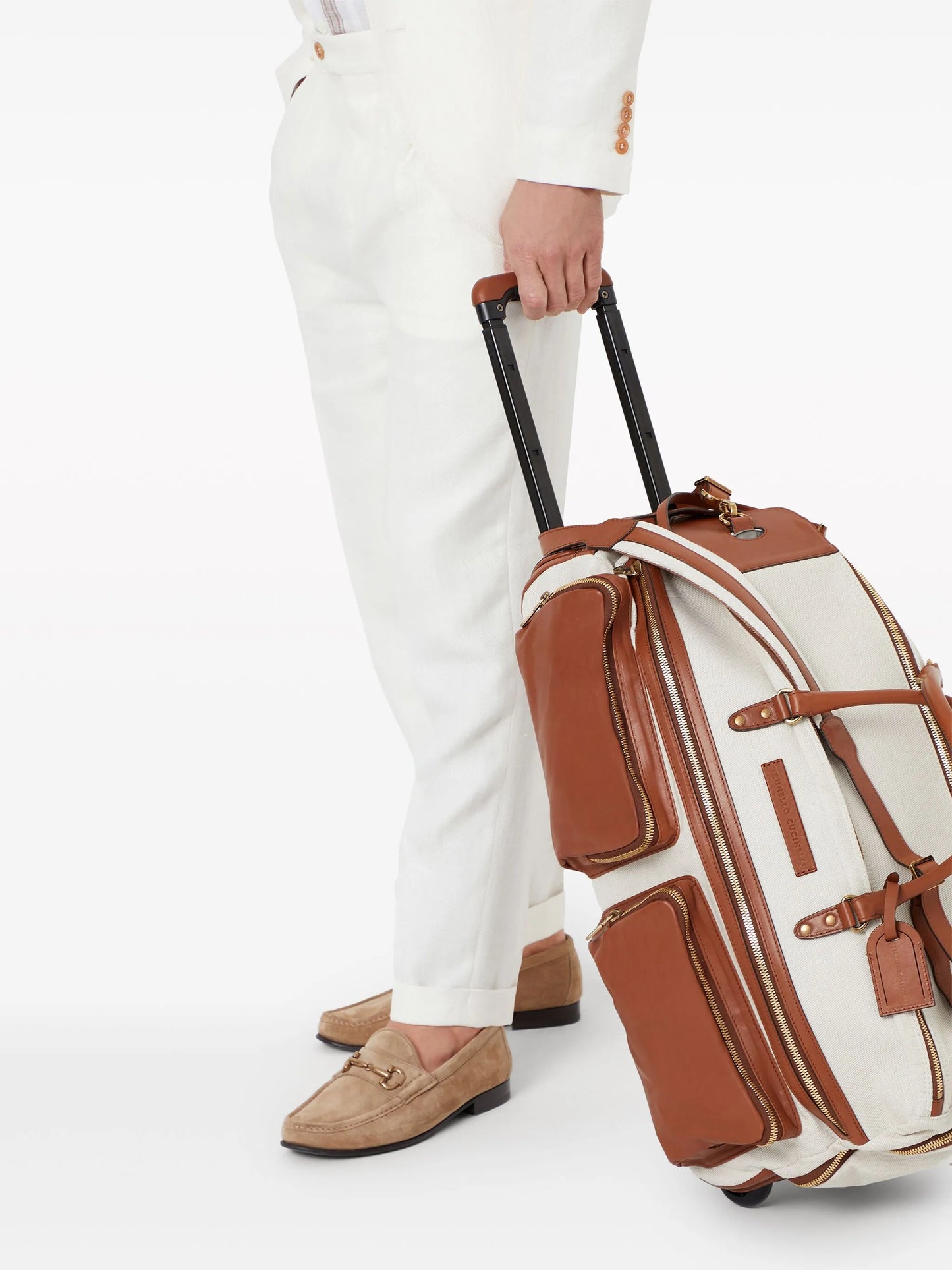 leather-trim luggage bag