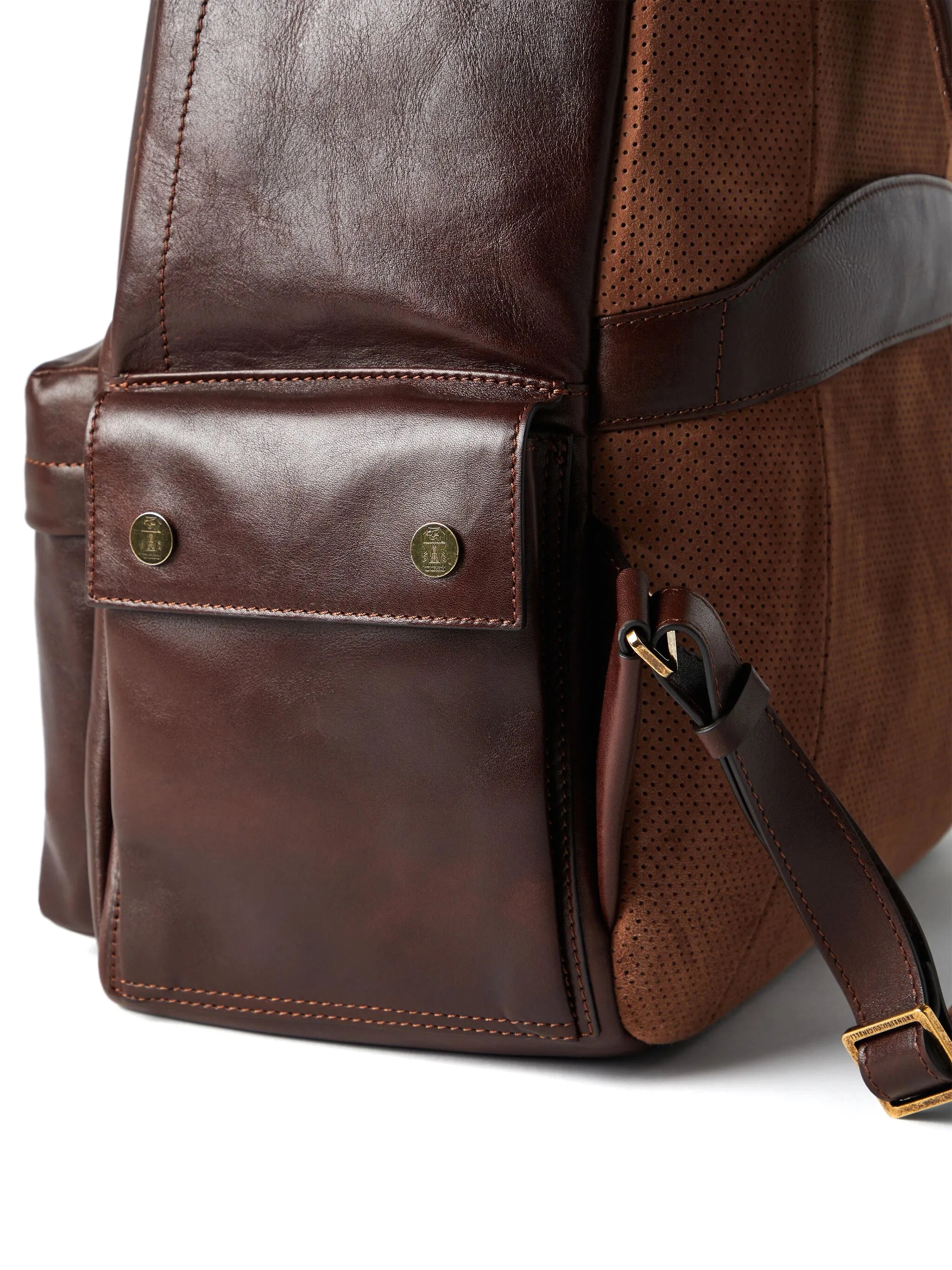 logo-print leather backpack