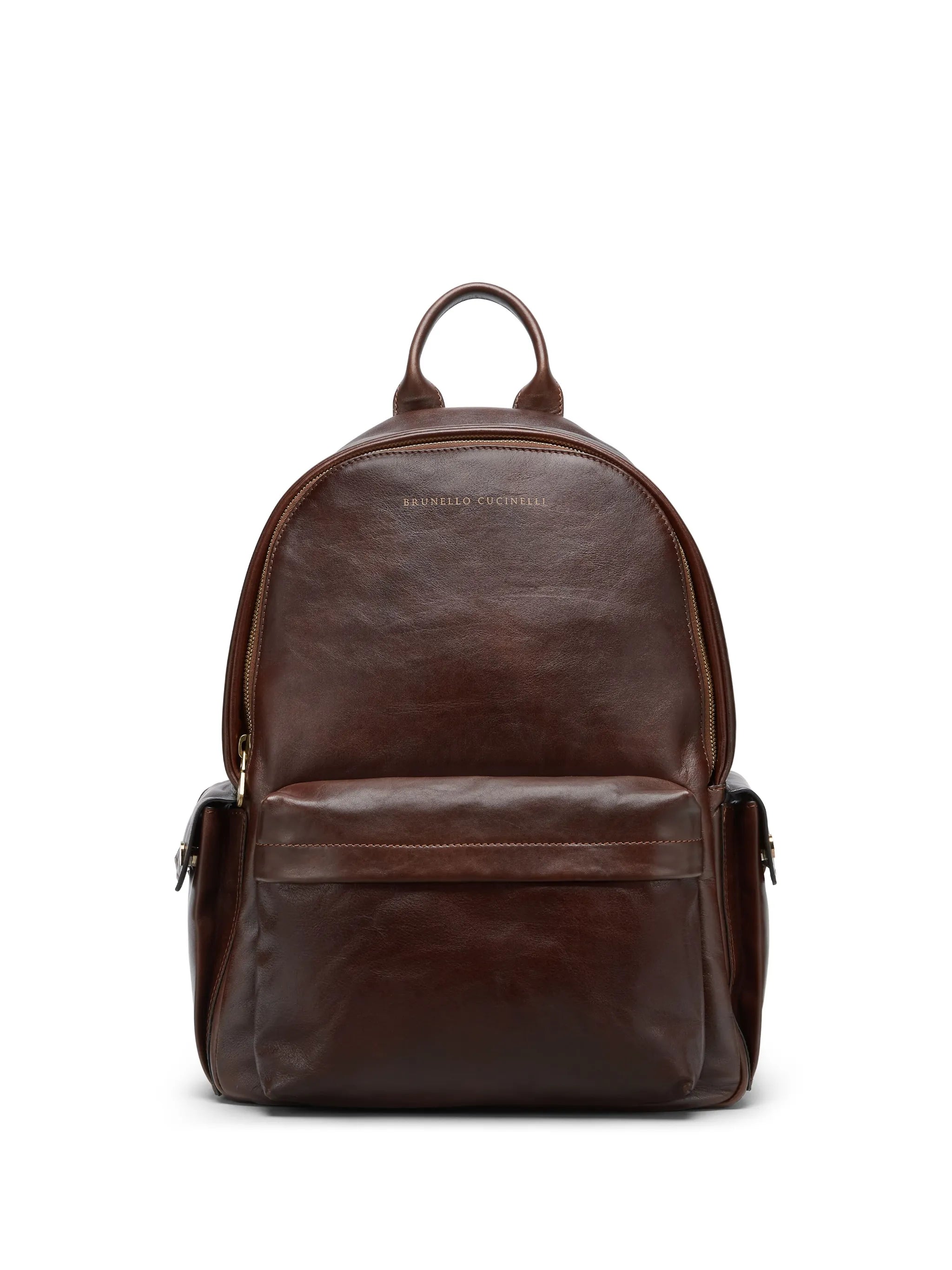 logo-print leather backpack