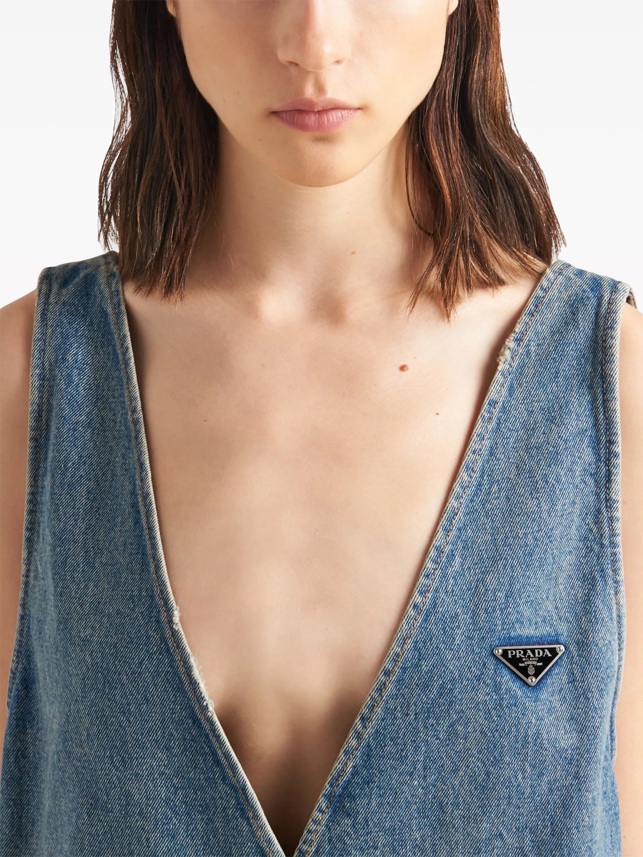 V-neck denim dress