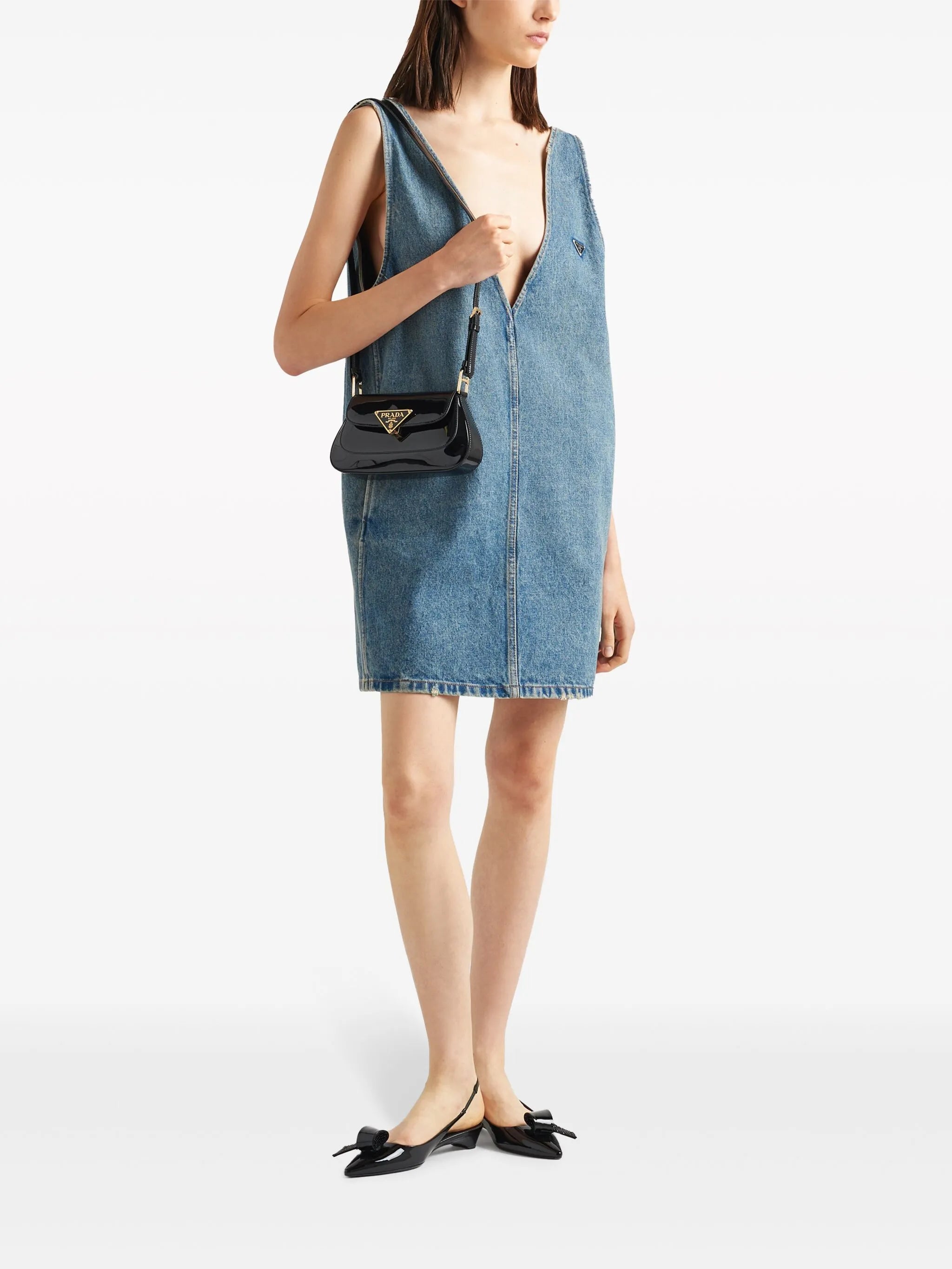 V-neck denim dress