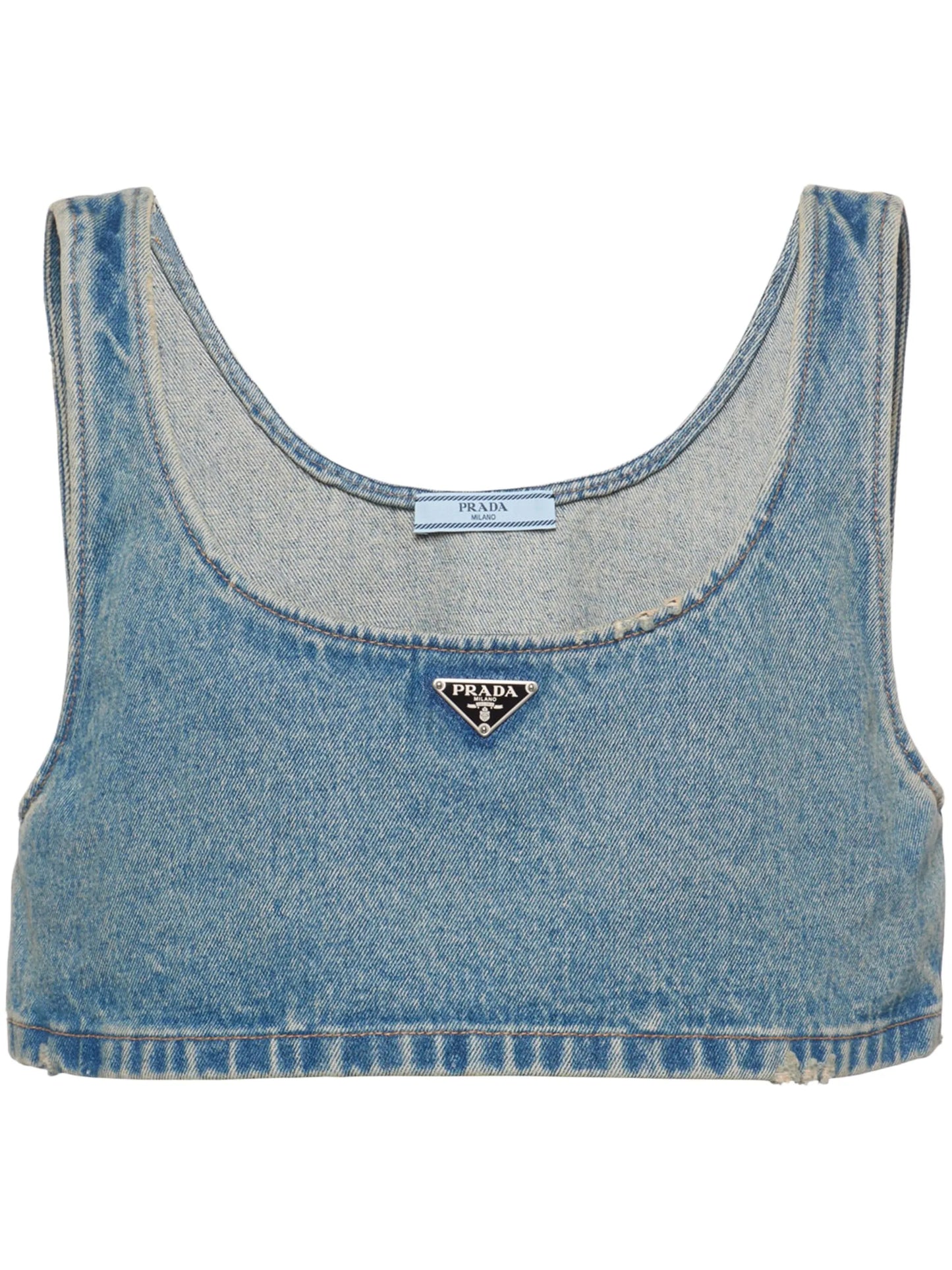 triangle-logo denim crop top