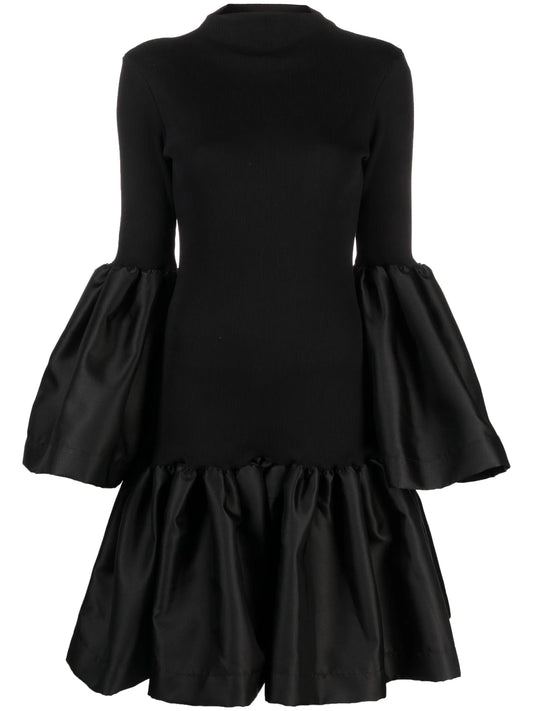 peplum-hem ribbed-knit midi dress