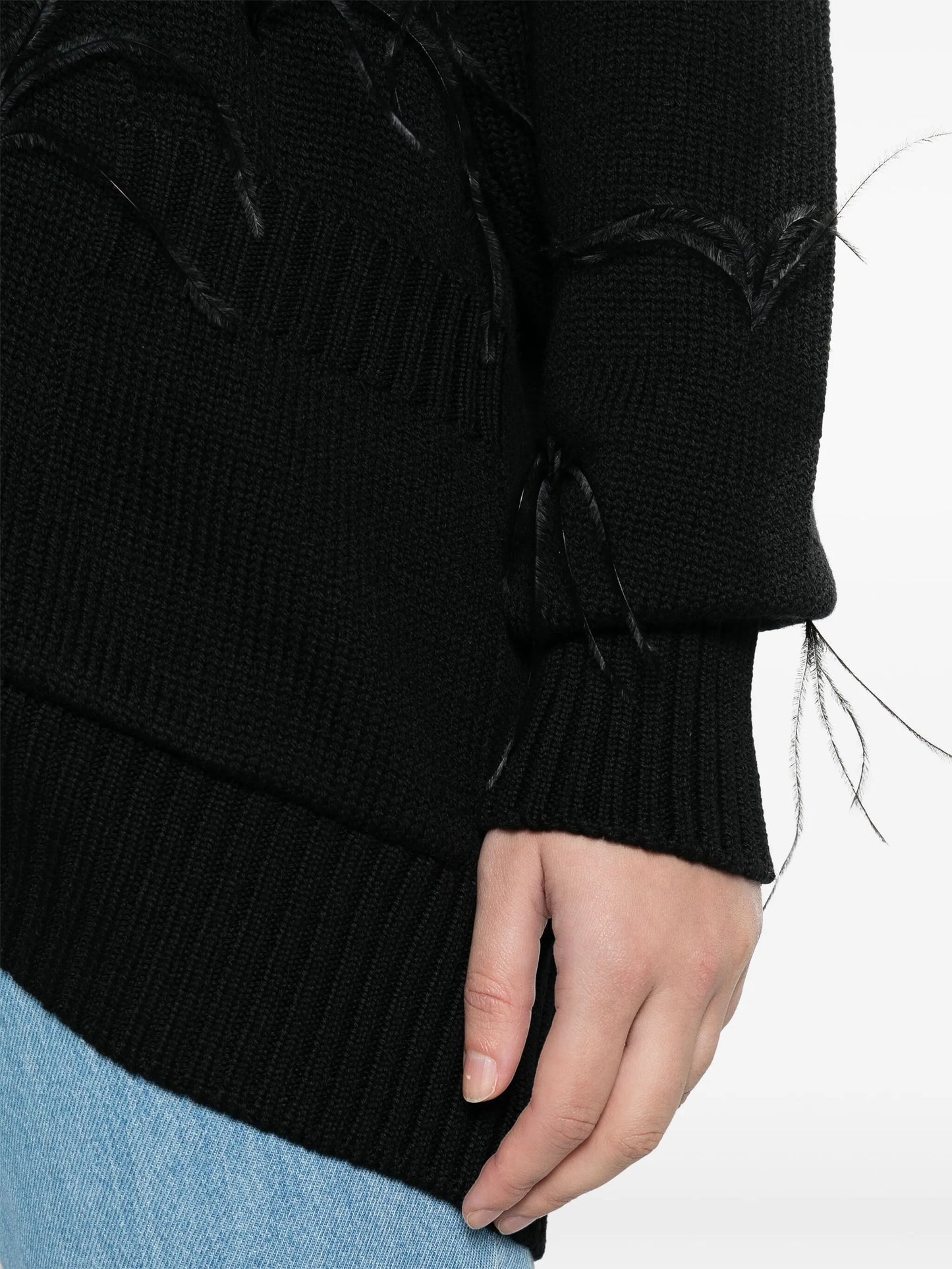 feather-detail merino cardigan