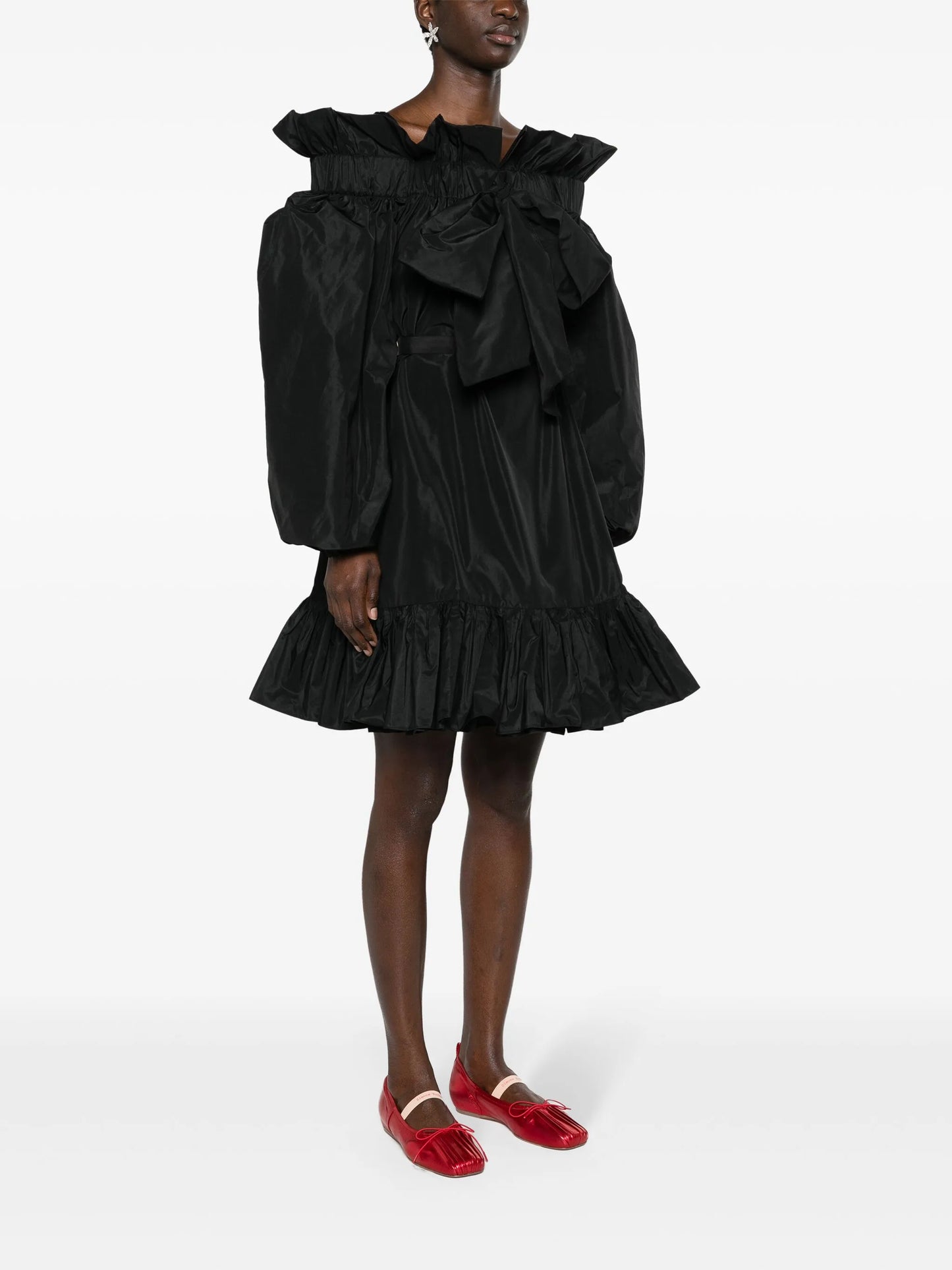Volume ruffled minidress