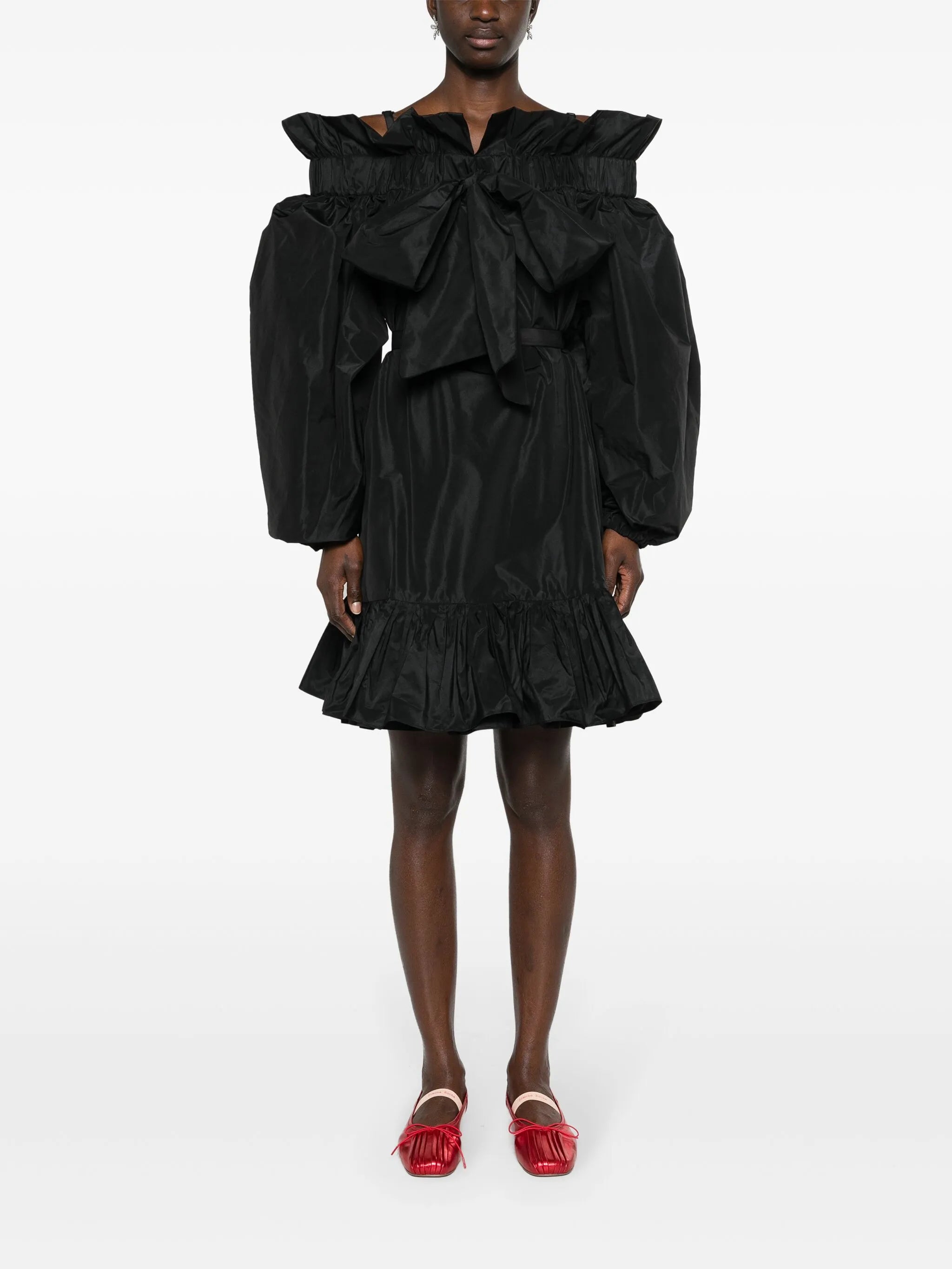 Volume ruffled minidress