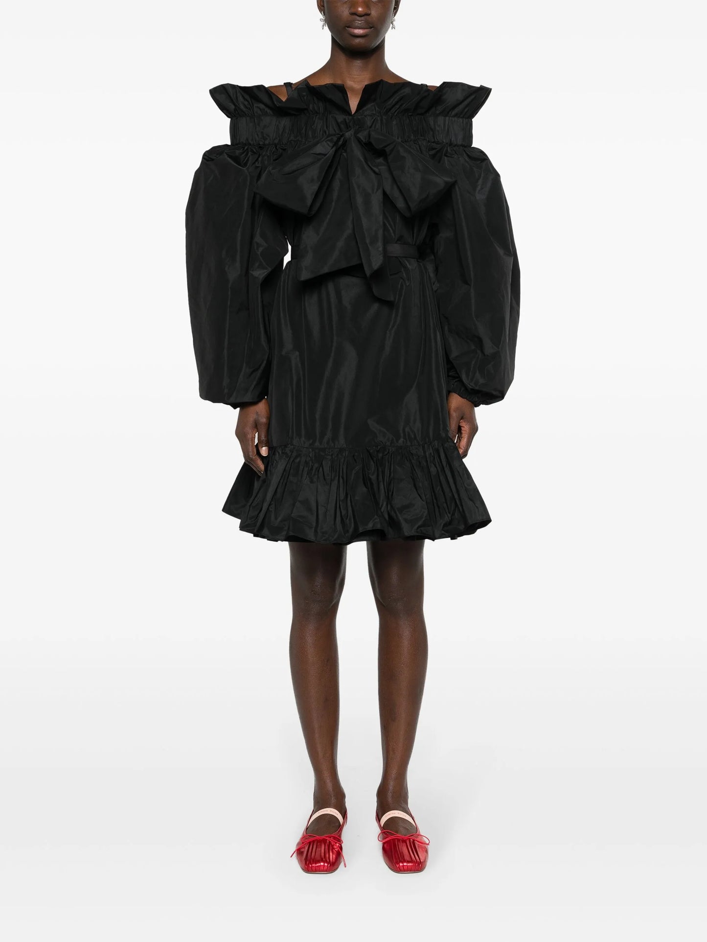Volume ruffled minidress