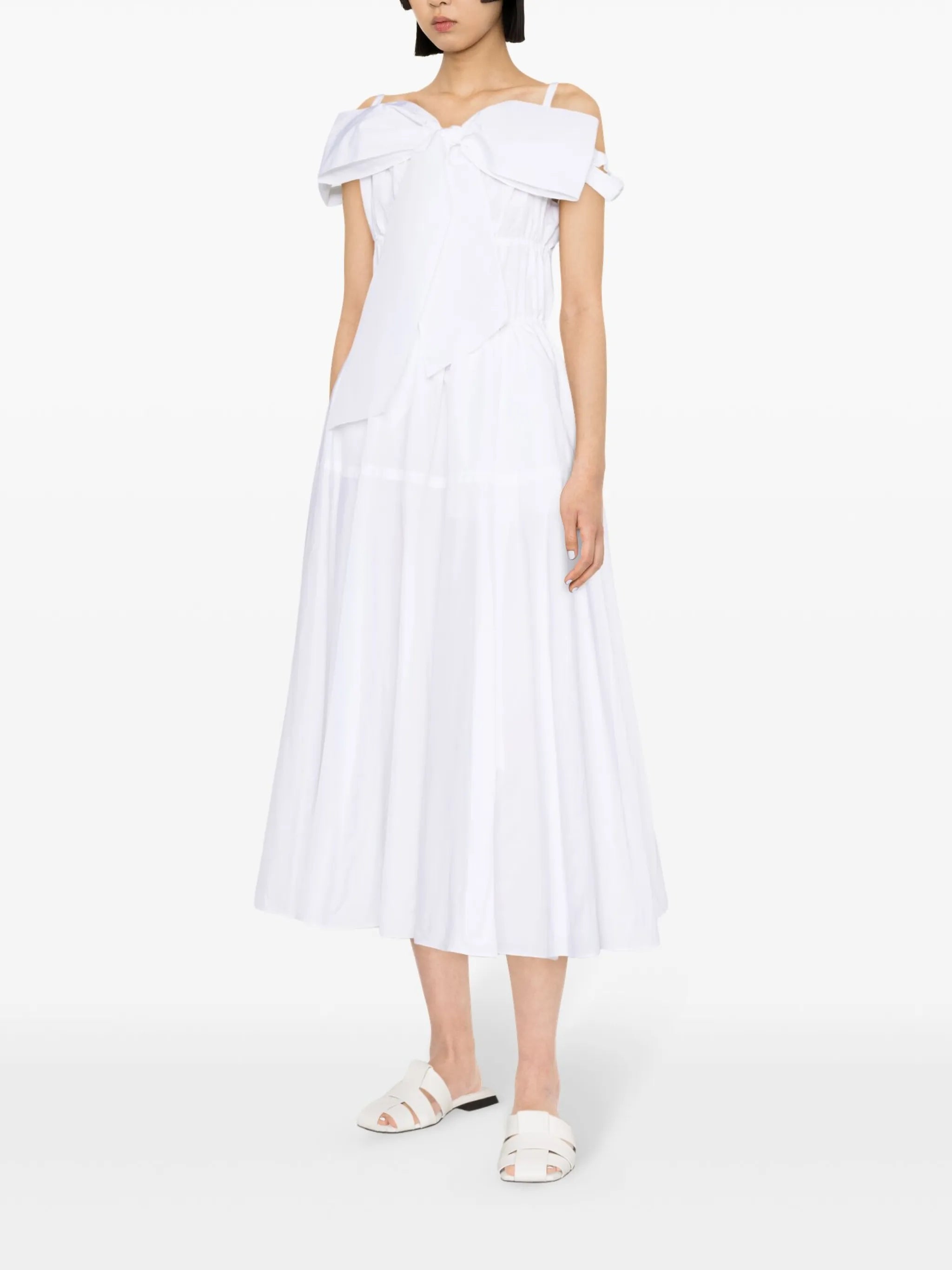 bow-detail cocktail midi dress