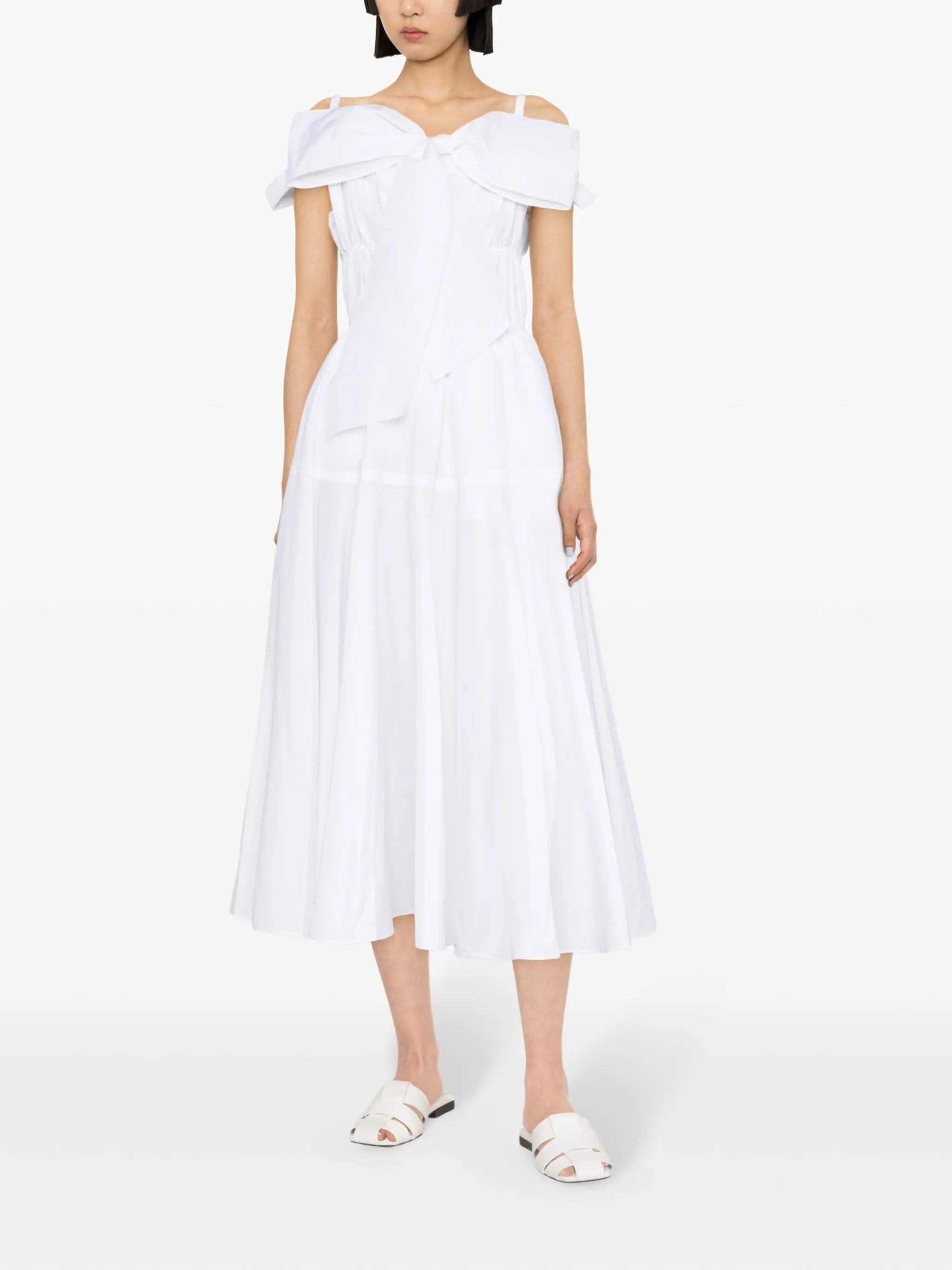 bow-detail cocktail midi dress