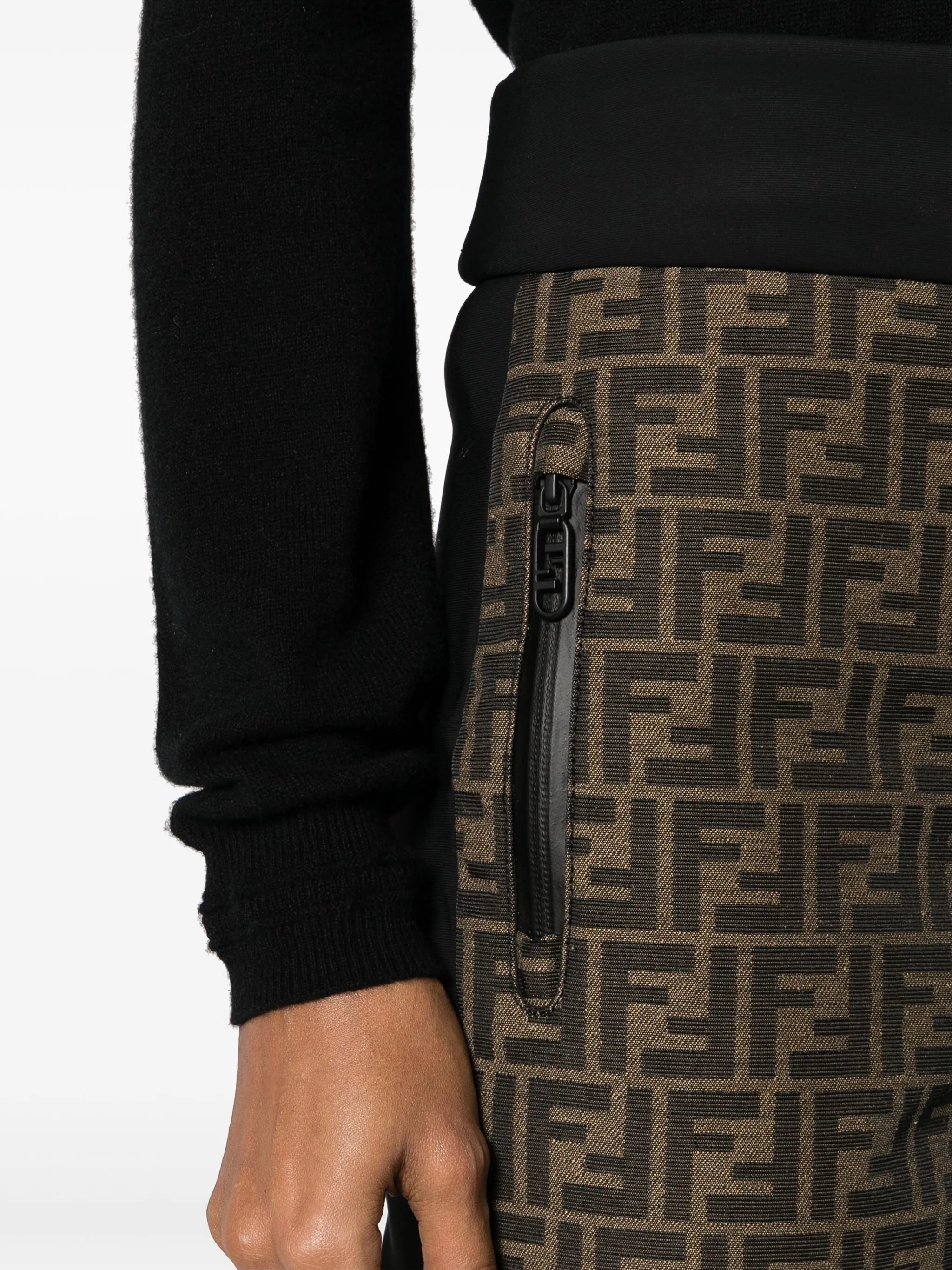 panelled FF-jacquard ski trousers